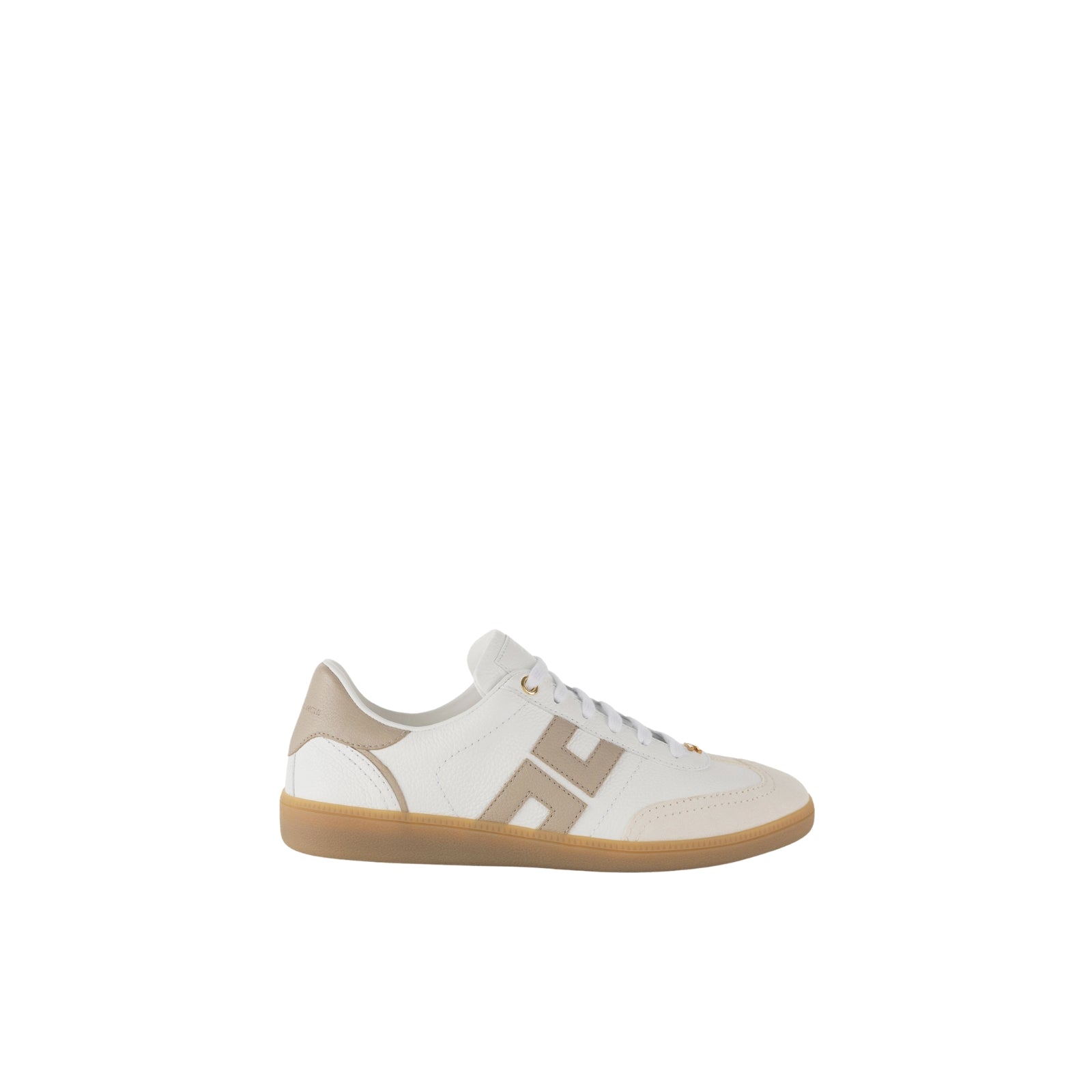 Sneakers con applicazione logo beige