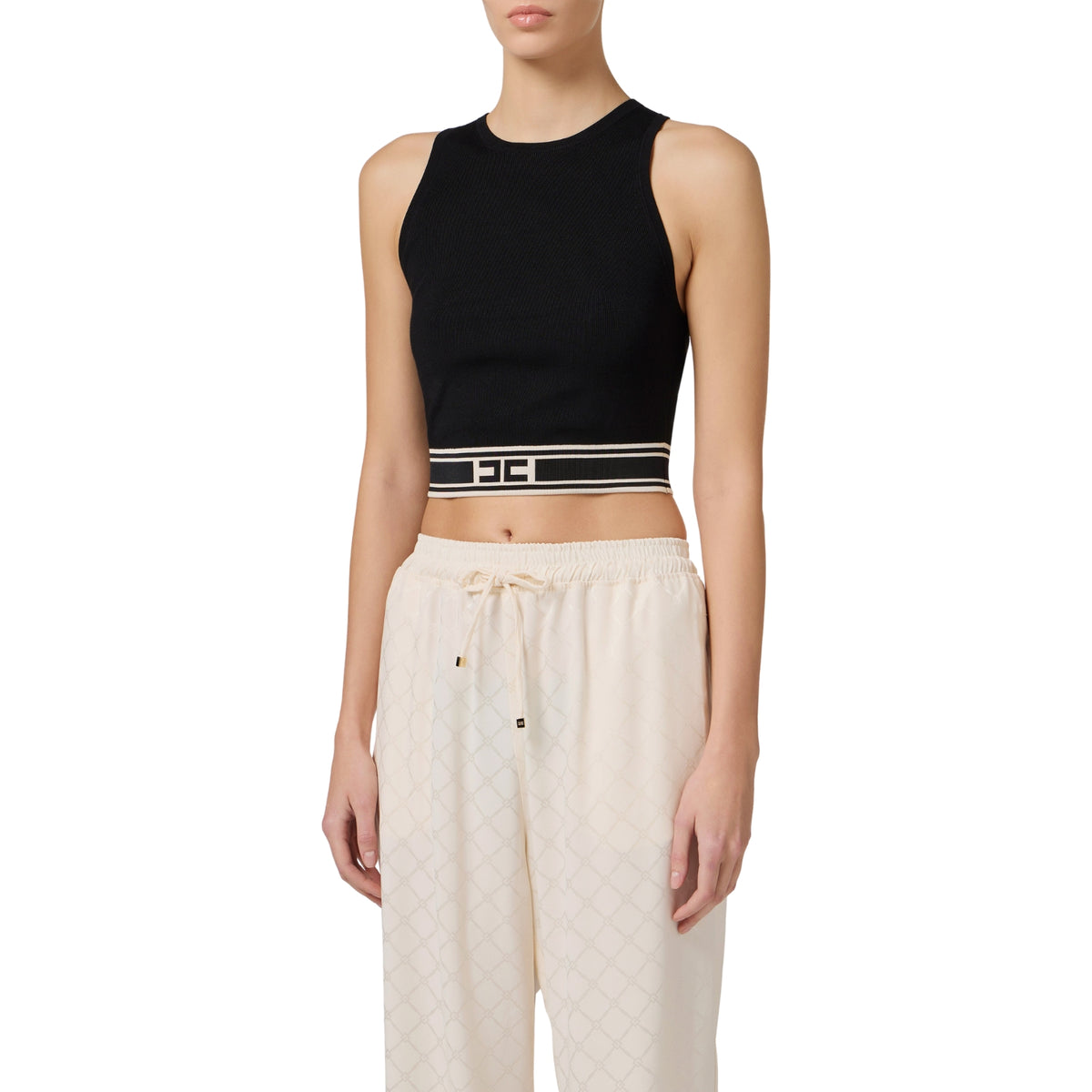 Top cropped schiena a vogatore - Nero/Burro