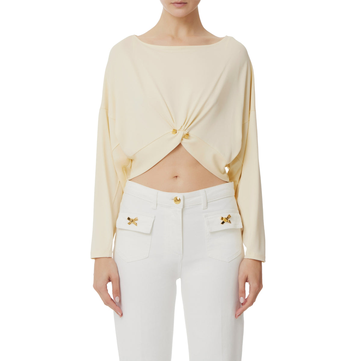 Maglia in jersey crêpe con piercing dorato - Lemonade