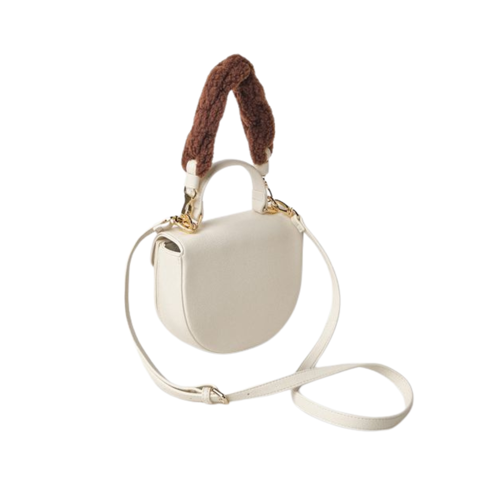 Mini Hand Bag Con Maxi Catena Eco Montone - Panna