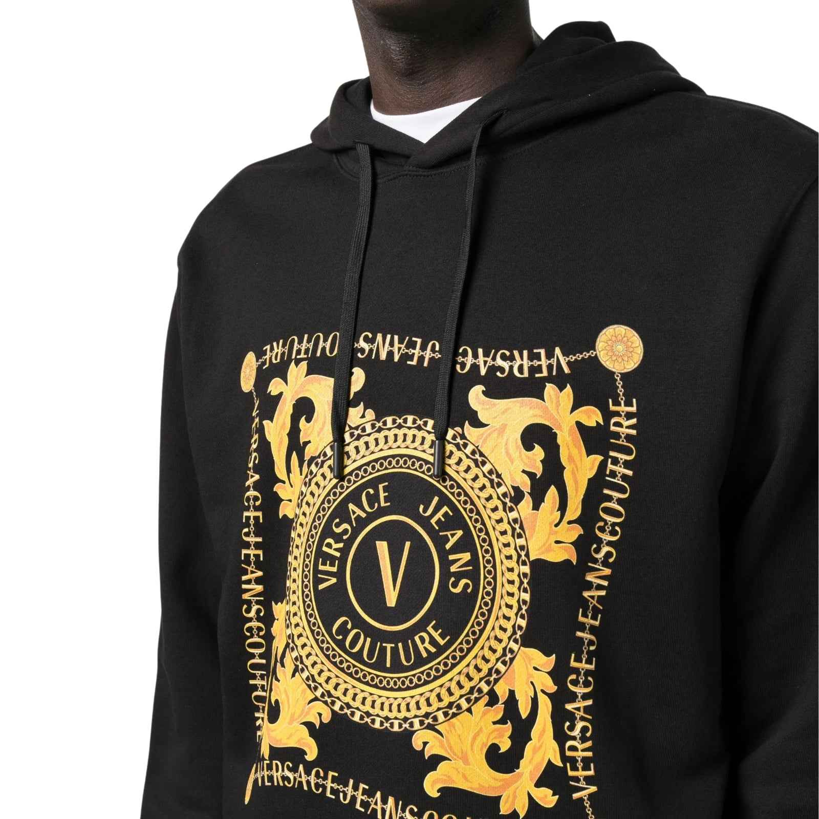 Felpa nera con stampa frontale