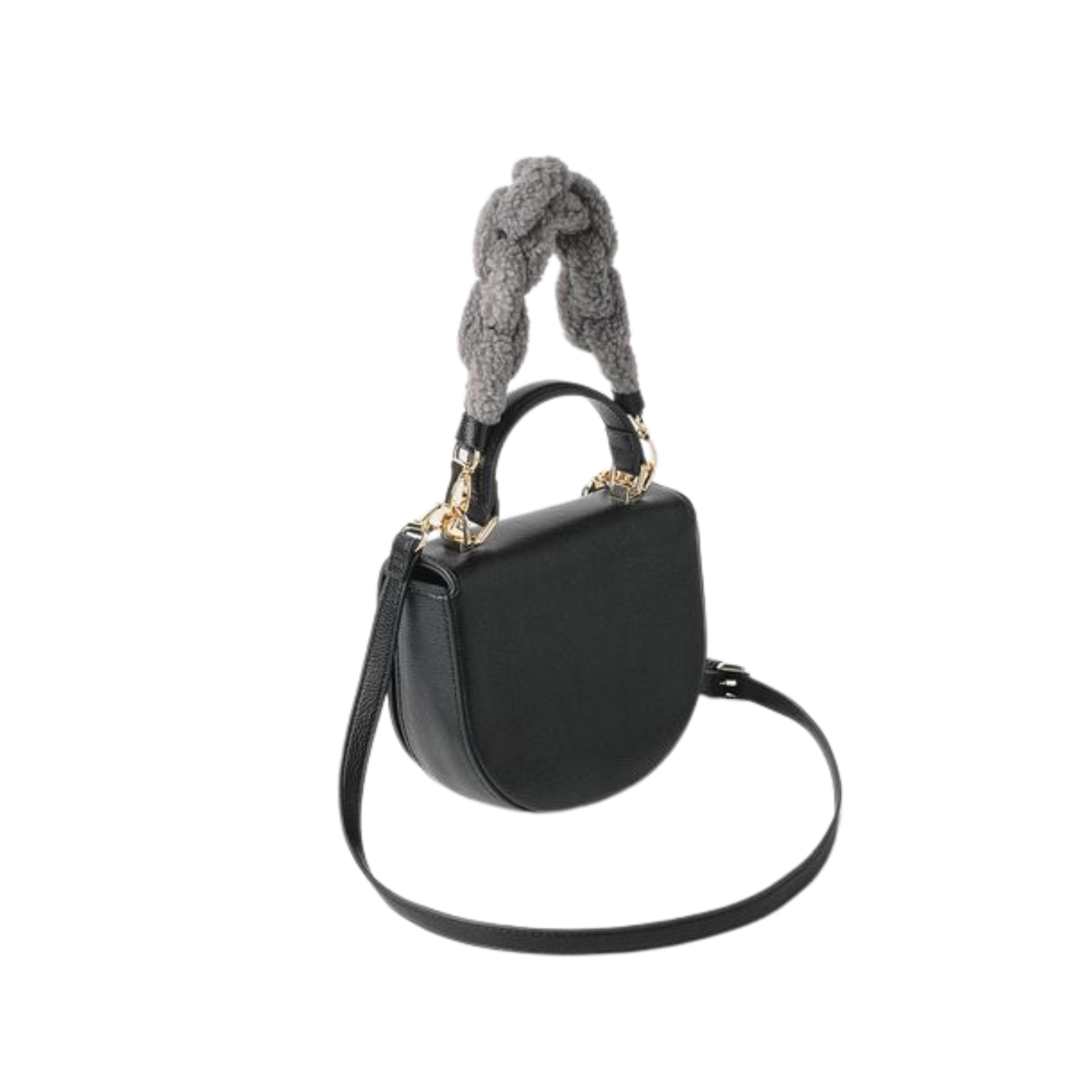 Mini Hand Bag Con Maxi Catena Eco Montone - Nero