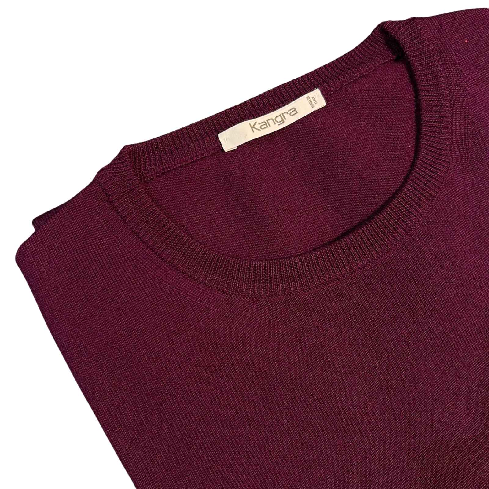 Maglia Girocollo In Lana Merinos Pettinata - PRUGNA