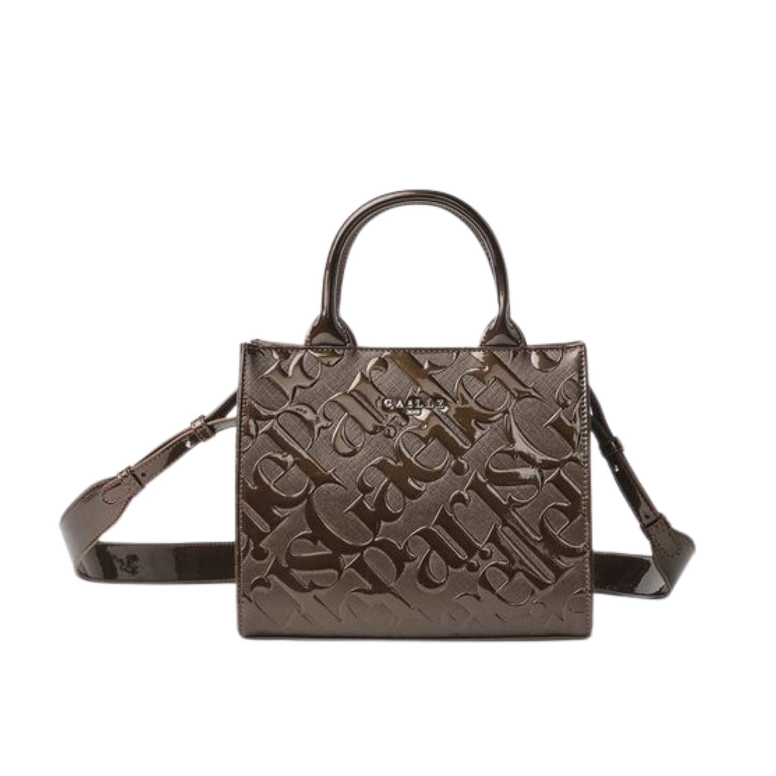 Mini Shopper Allover In Vernice - Moro