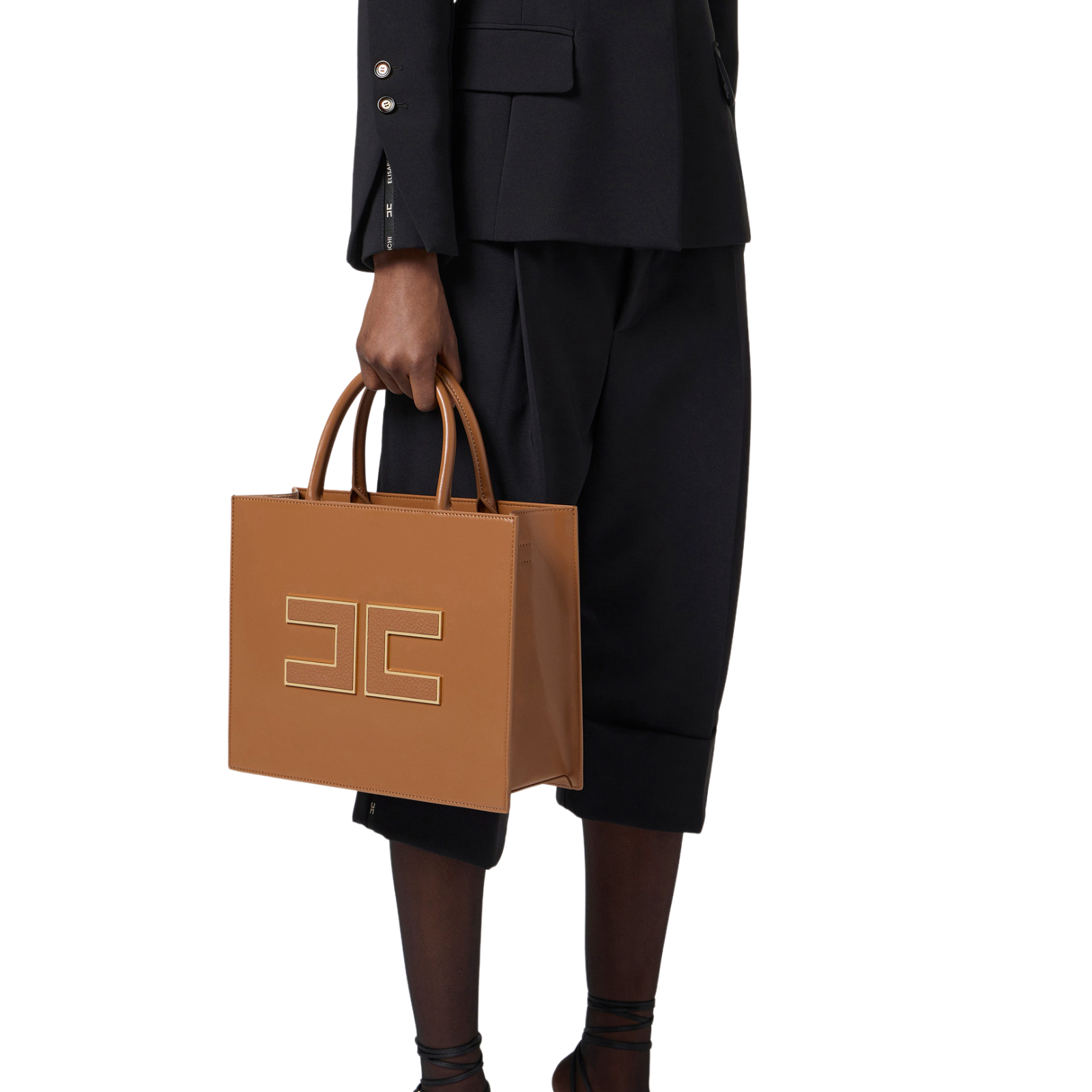 Tote grande con logo - MARRONE