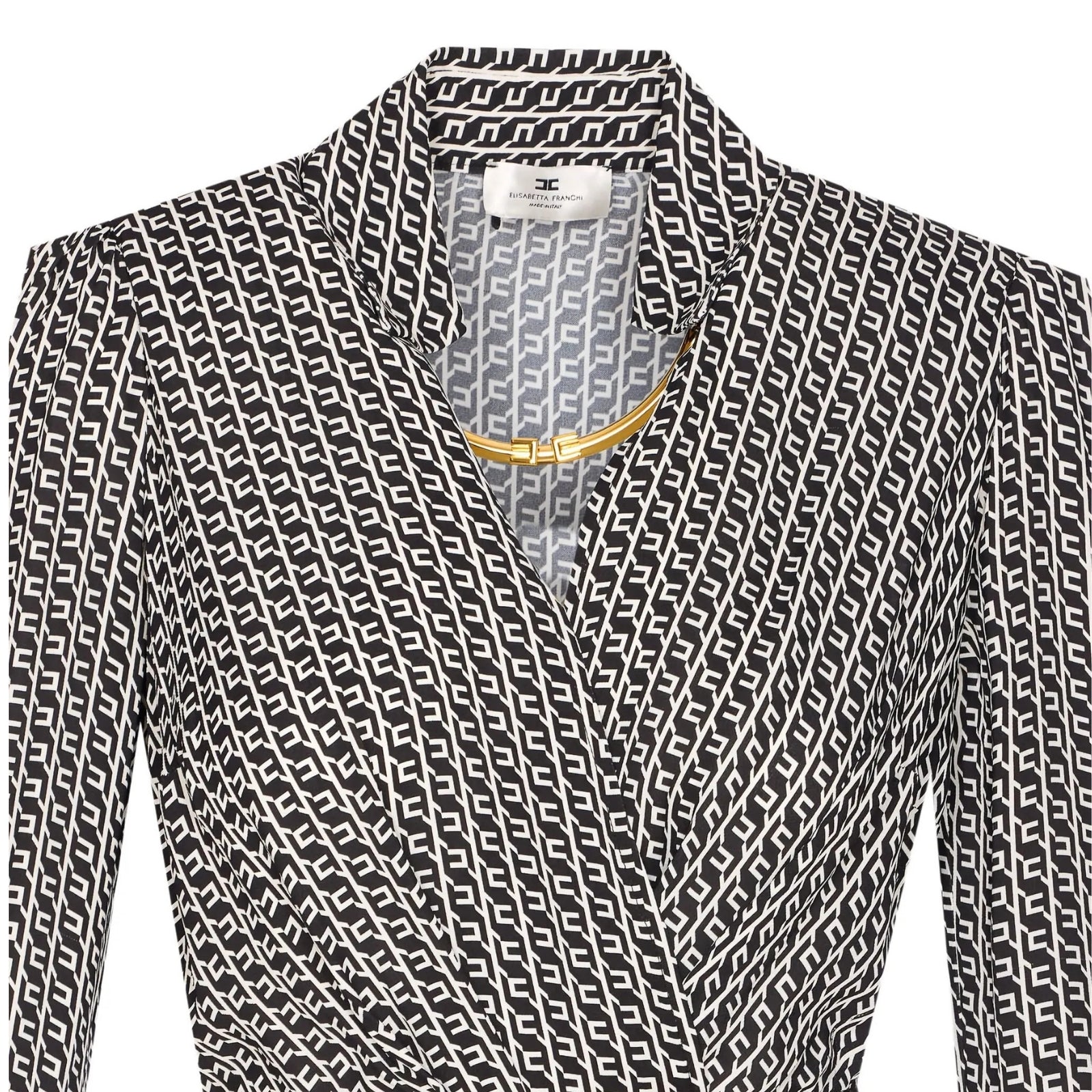 Abito in georgette con stampa geometrica