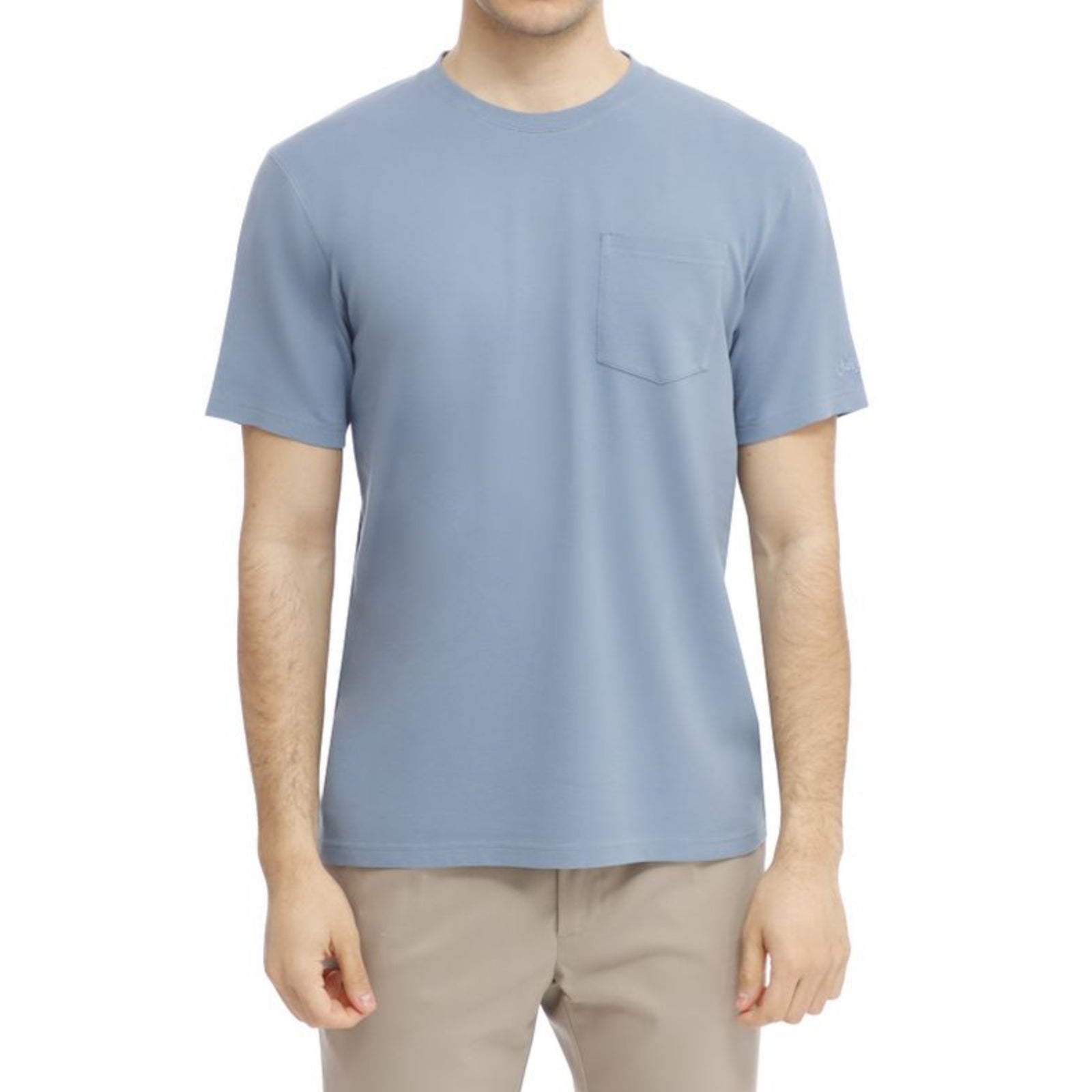 T-shirt Bakewell in piquet di cotone con taschino - BLU