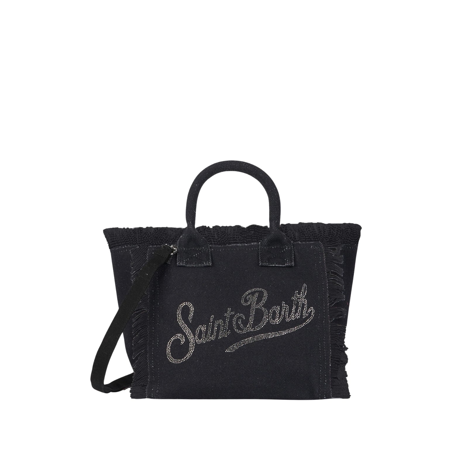 Borsa Colette in canvas di cotone logo strass - NERO