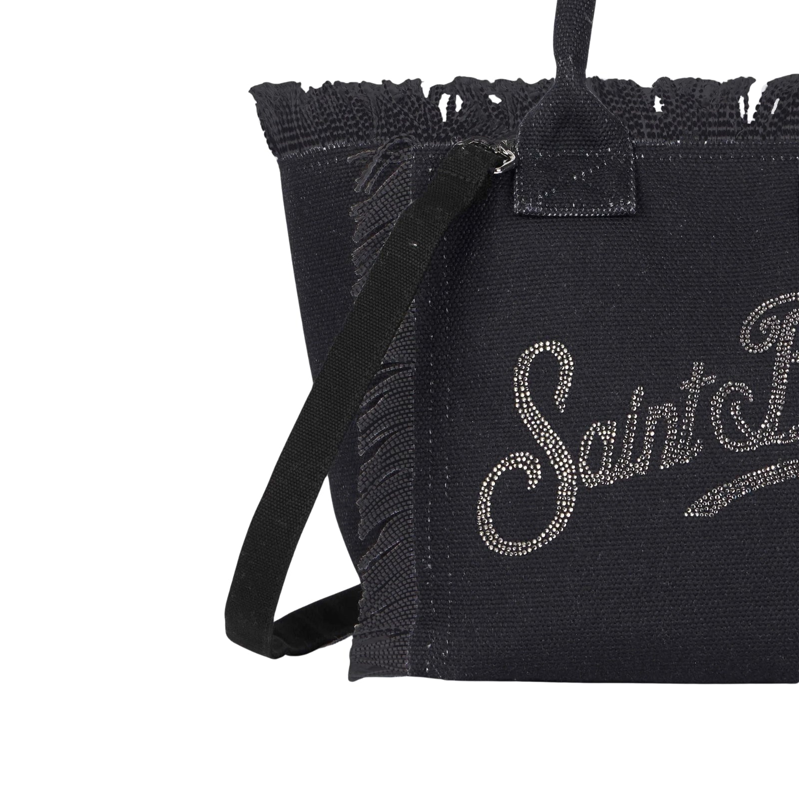 Borsa Colette in canvas di cotone logo strass - NERO