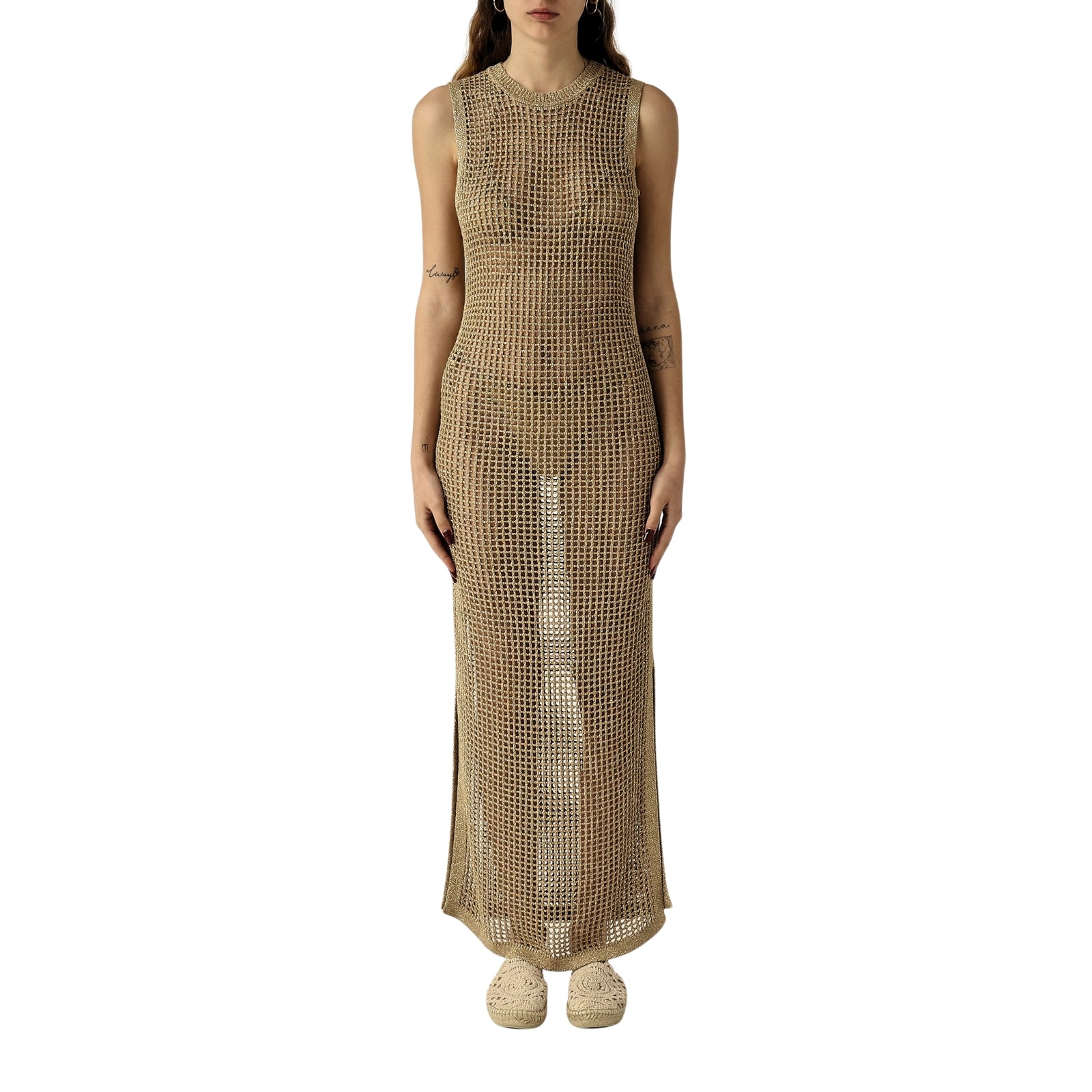 Abito lungo Eileen in rete crochet lurex