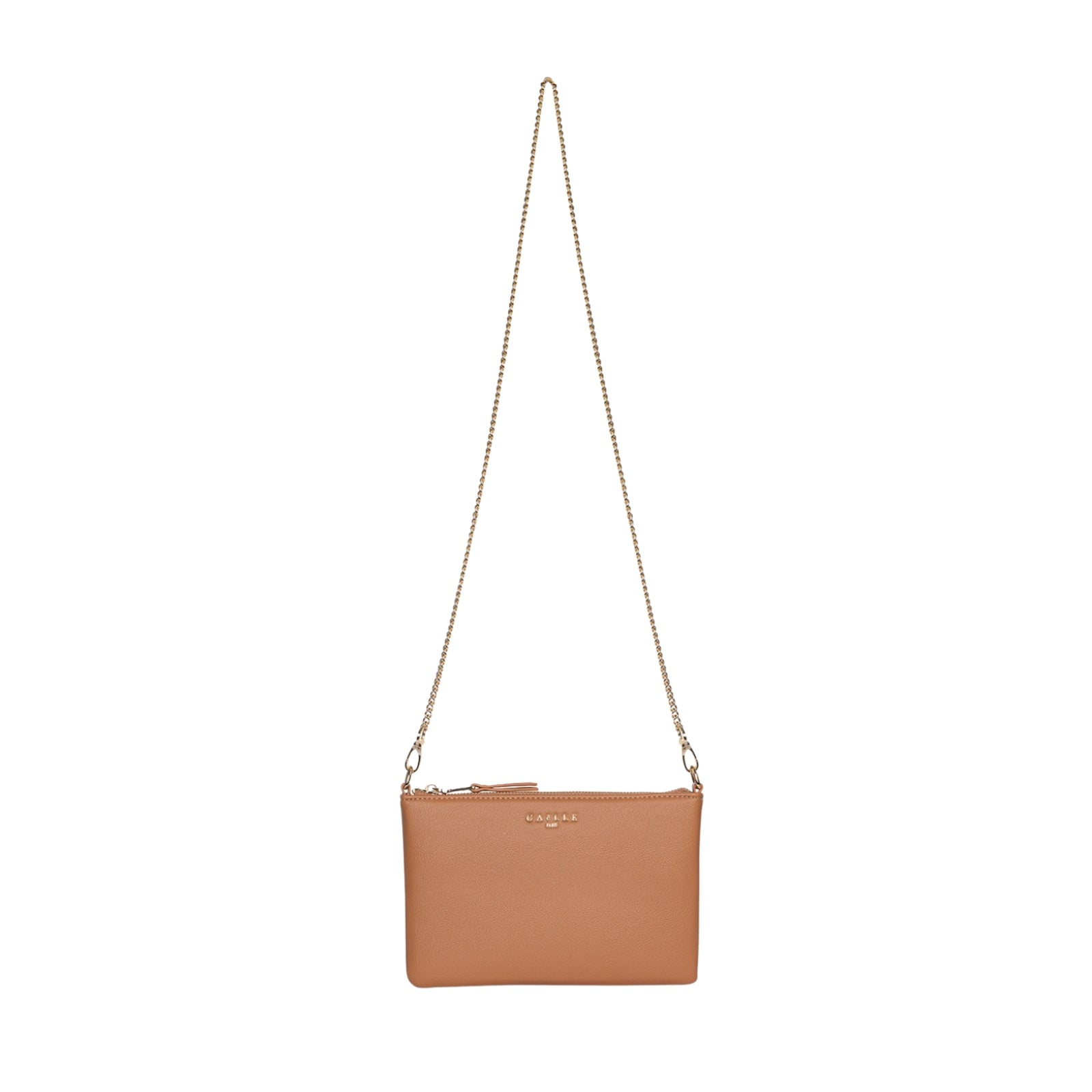 Mini pochette essential con tracolla catena - CARAMELLO