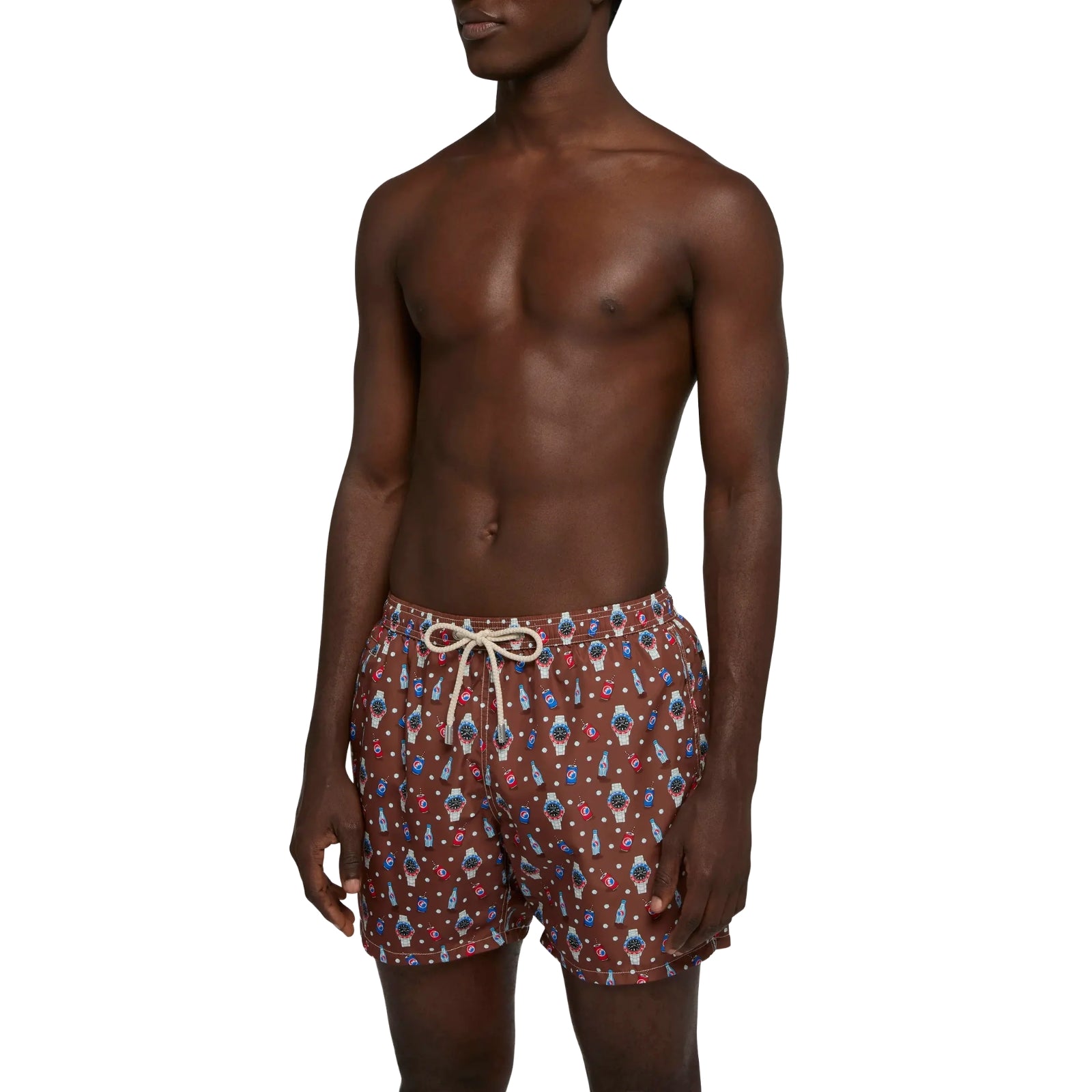 Costume mare Lighting Micro marrone con stampa watch e cola