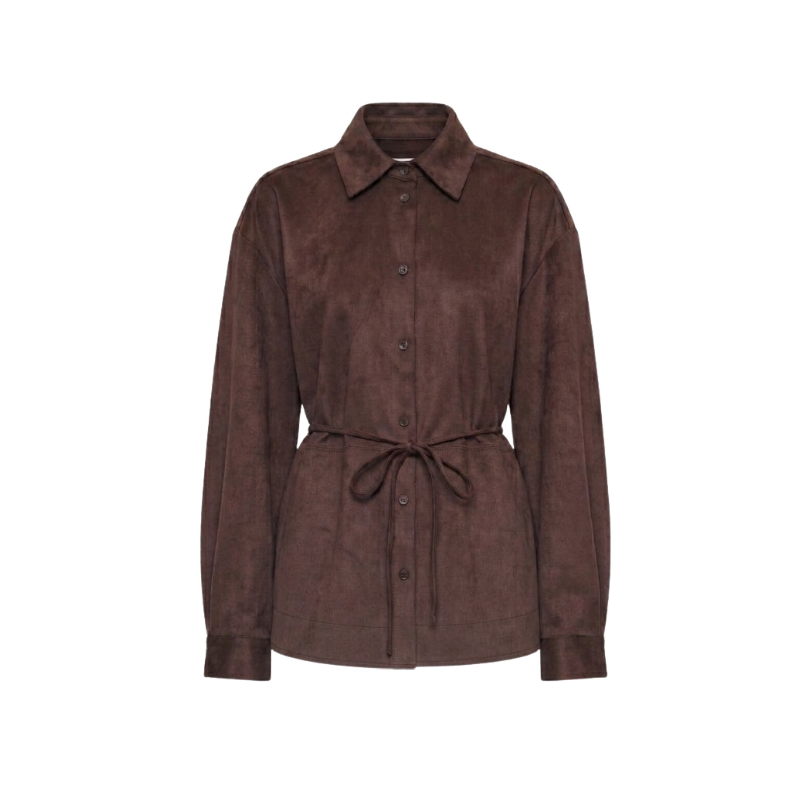 Camicia Lunga Oversize Effetto Scamosciato