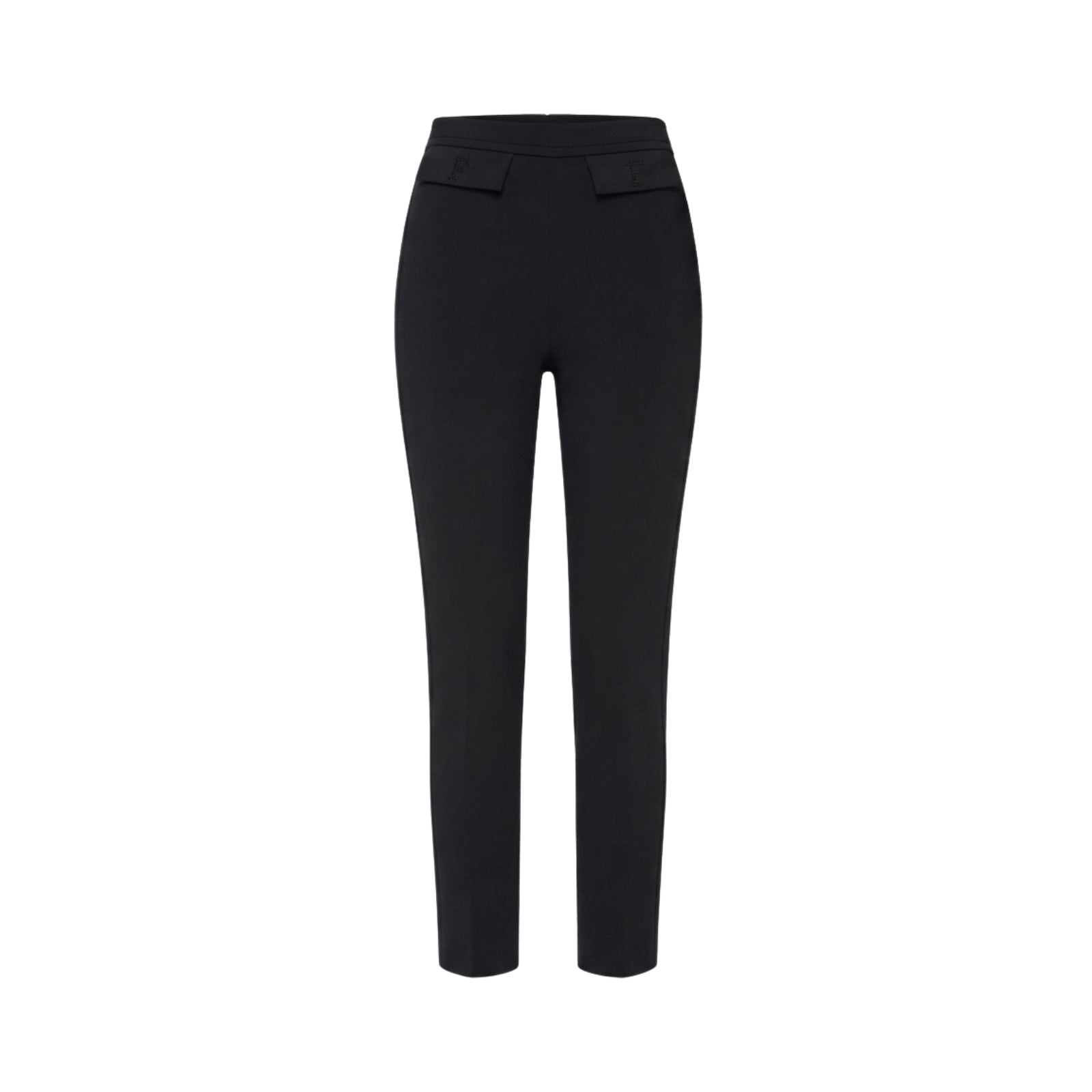 Pantaloni in doppio crêpe stretch con logo ricamato - NERO