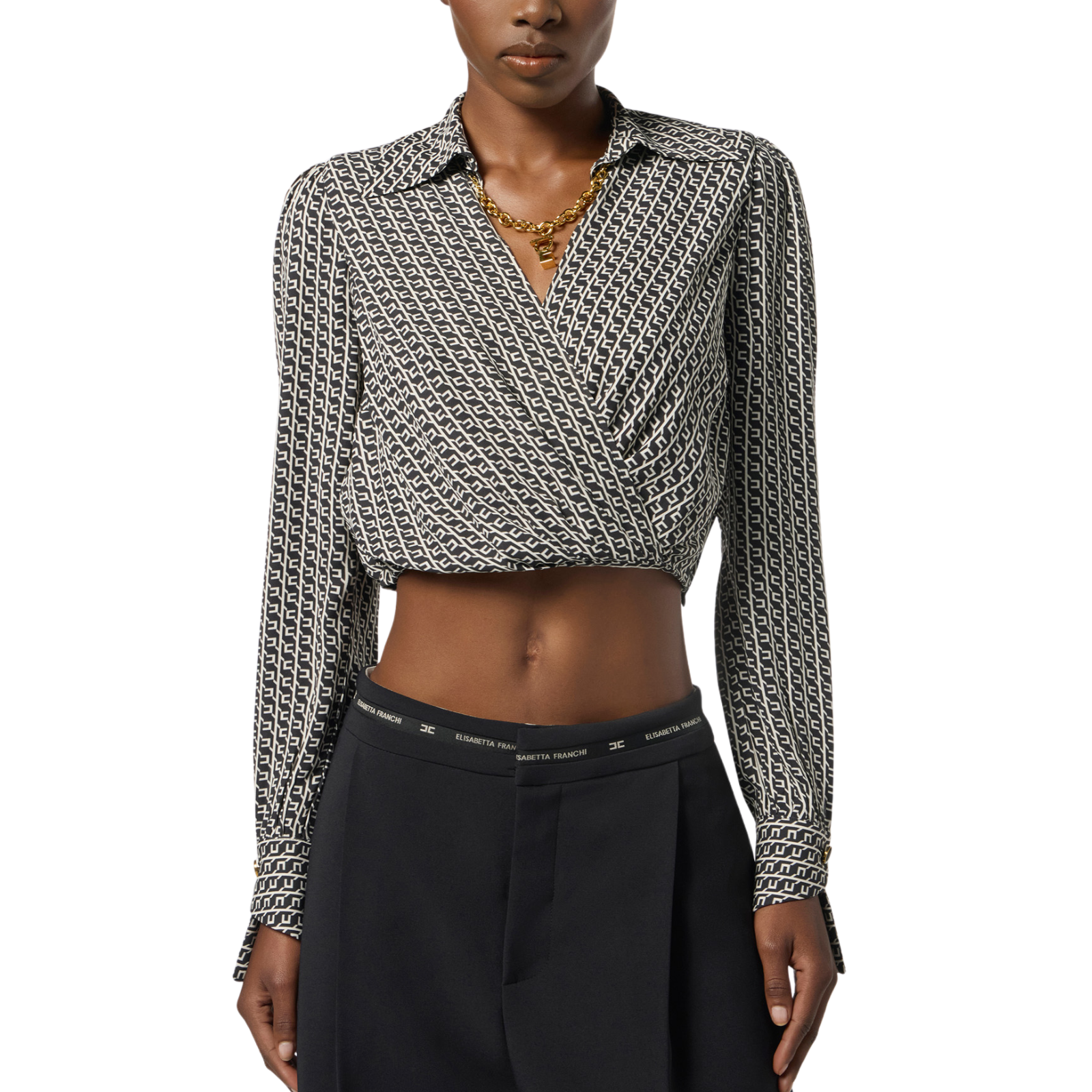 Camicia in georgette con stampa geometrica