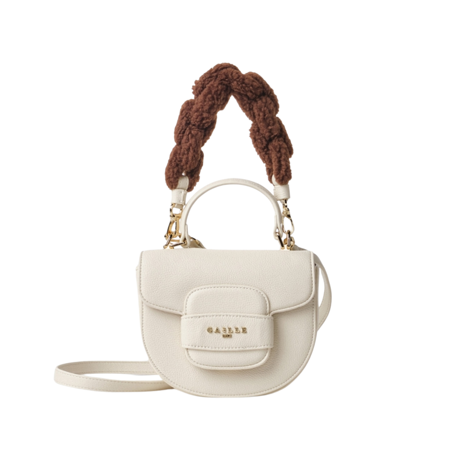 Mini Hand Bag Con Maxi Catena Eco Montone - Panna