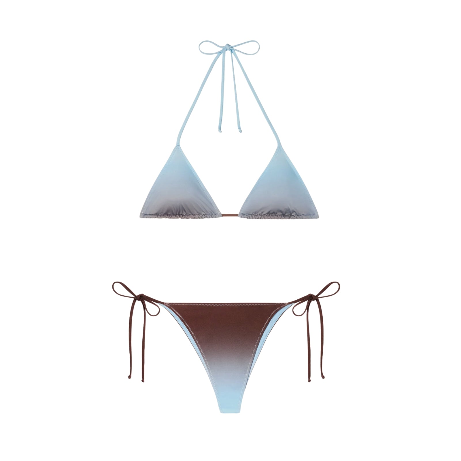 Leah top a triangolo con stampa sfumata - MARRONE