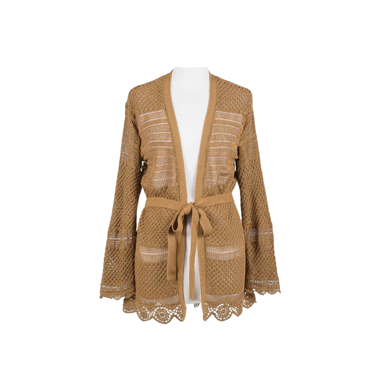 Cardigan in maglia crochet e strass