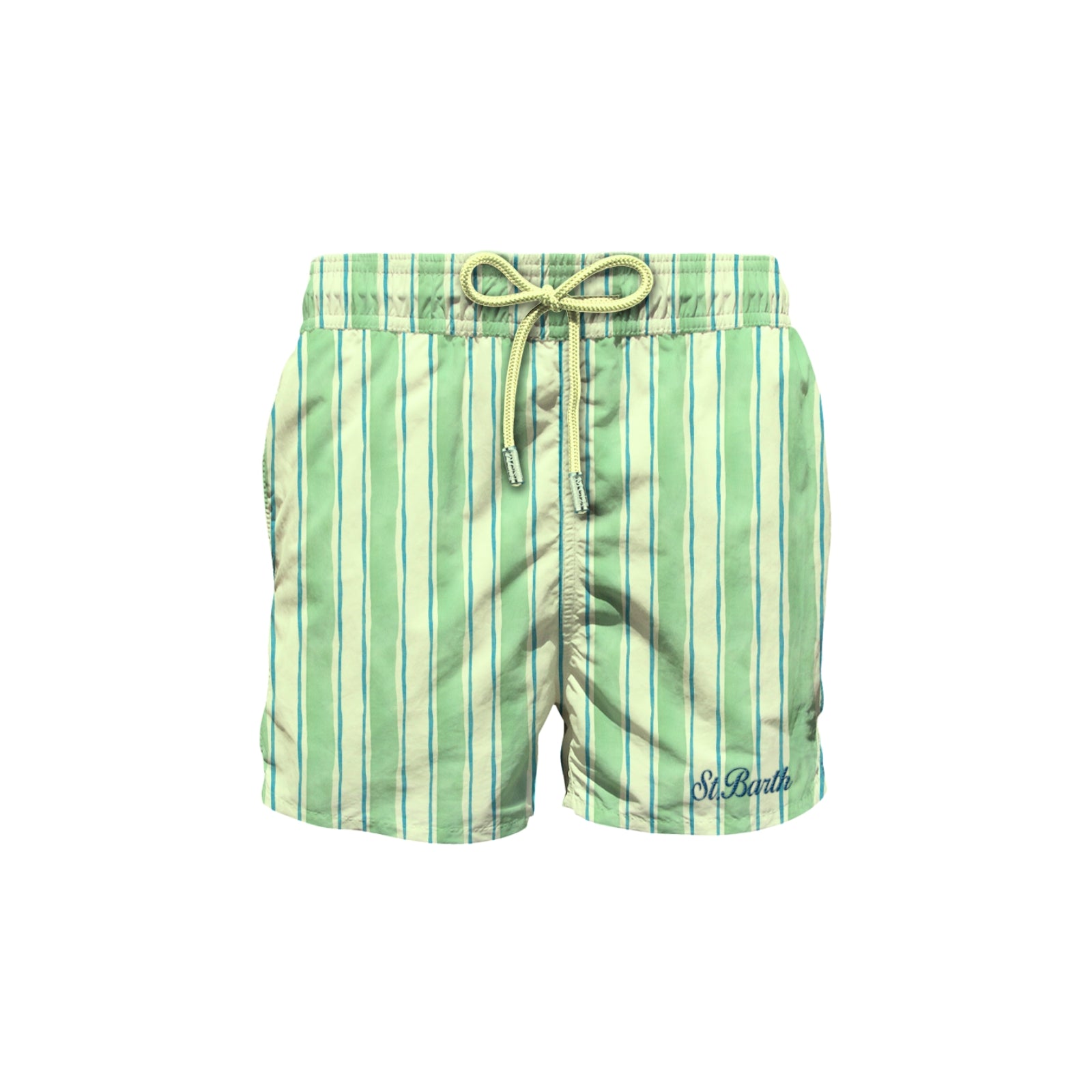 Costume mare Syros a righe con ricamo logo - VERDE