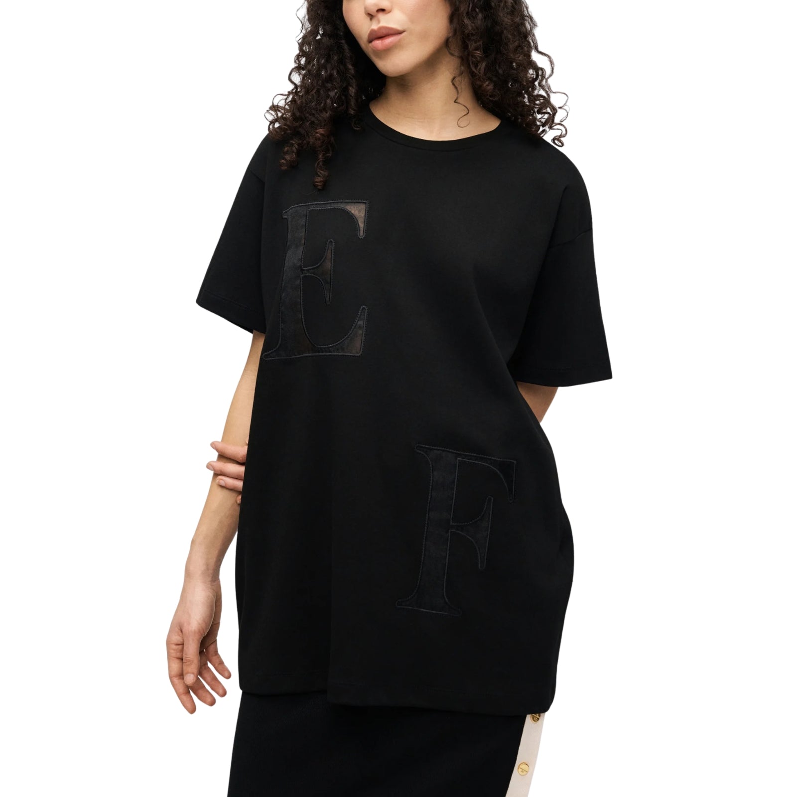 T-shirt Over con Lettering Frontale - NERO