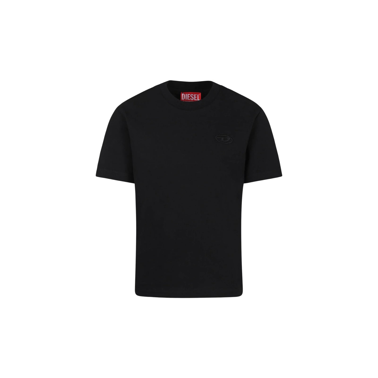 T-shirt con Logo Diesel ricamato sul petto e sul retro - NERO