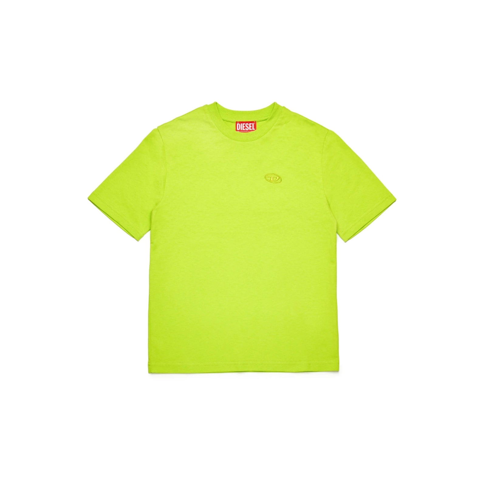 T-shirt con Logo Diesel ricamato sul petto e sul retro - LIME