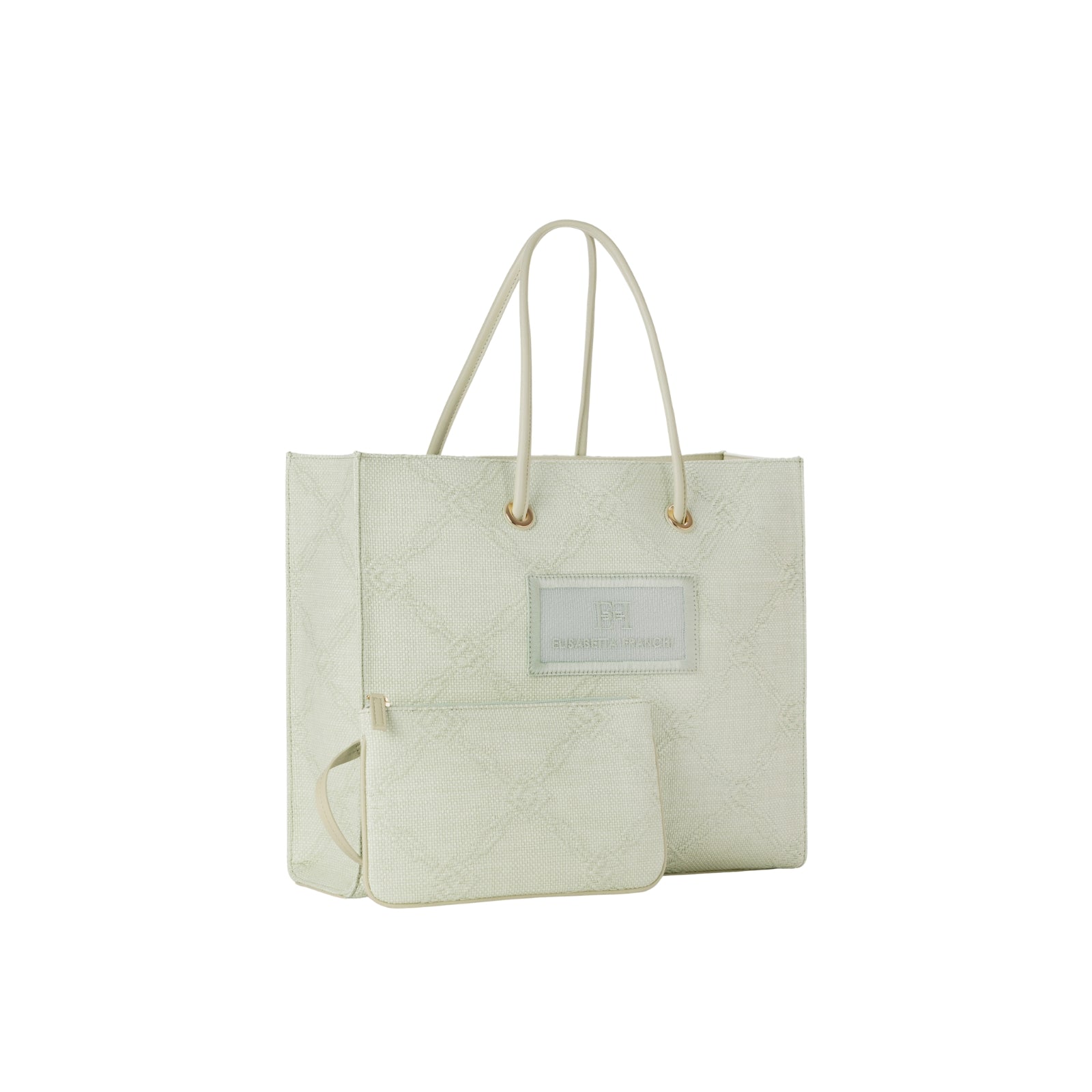 Tote grande in rafia jacquard - AVORIO
