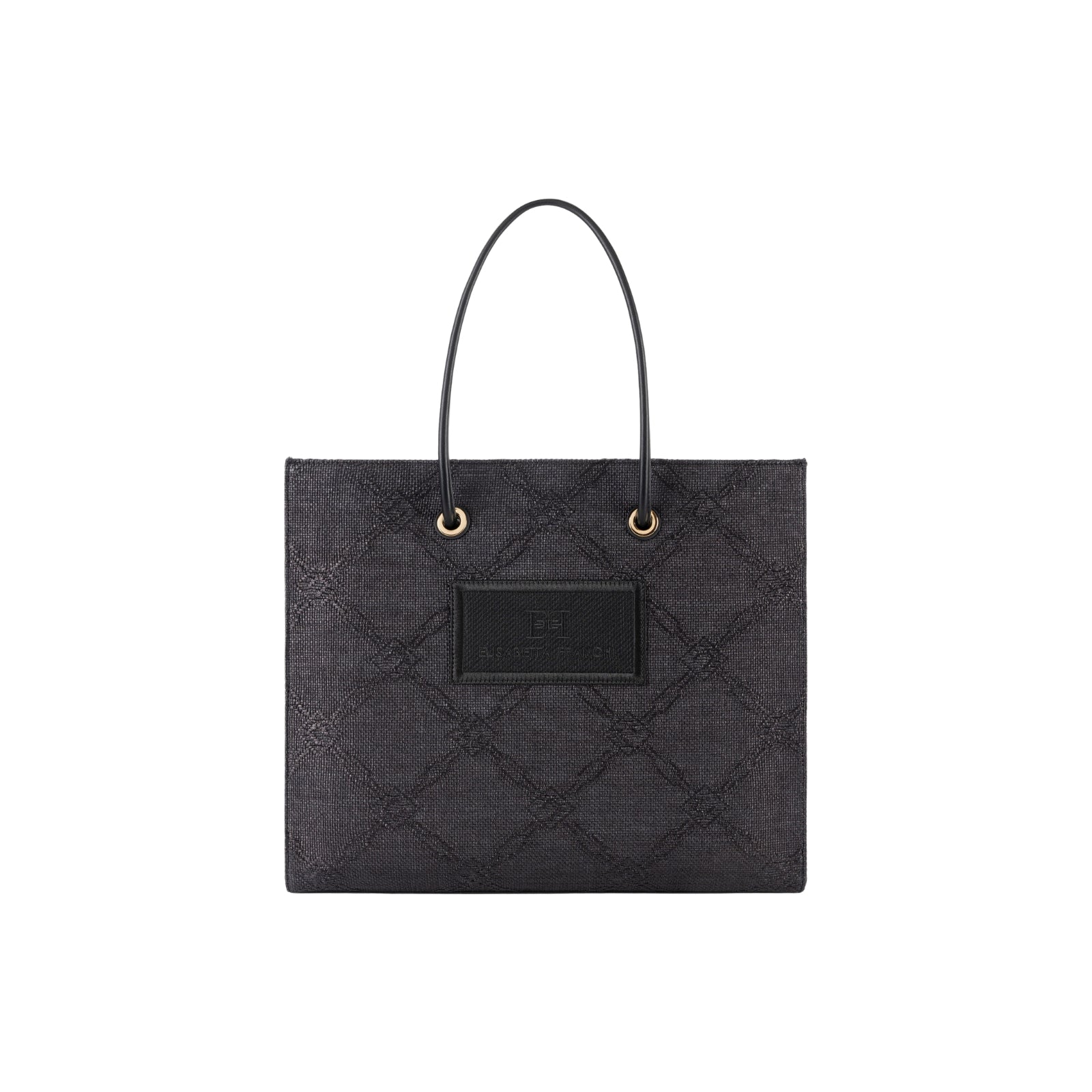 Tote grande in rafia jacquard - NERO
