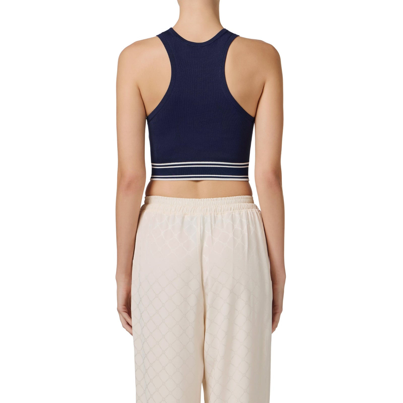 Top cropped e logo a contrasto - BLU