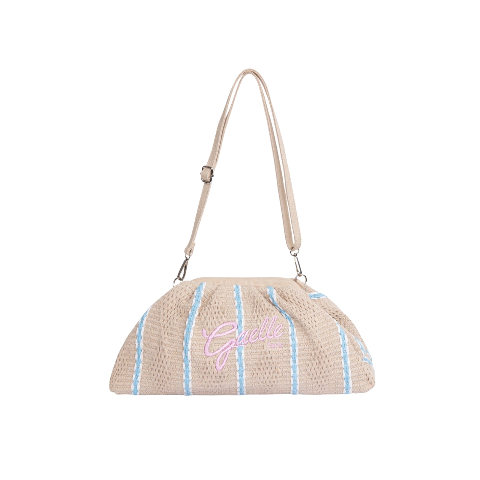 Maxi pochette con ricamo firma rosa logo gaelle