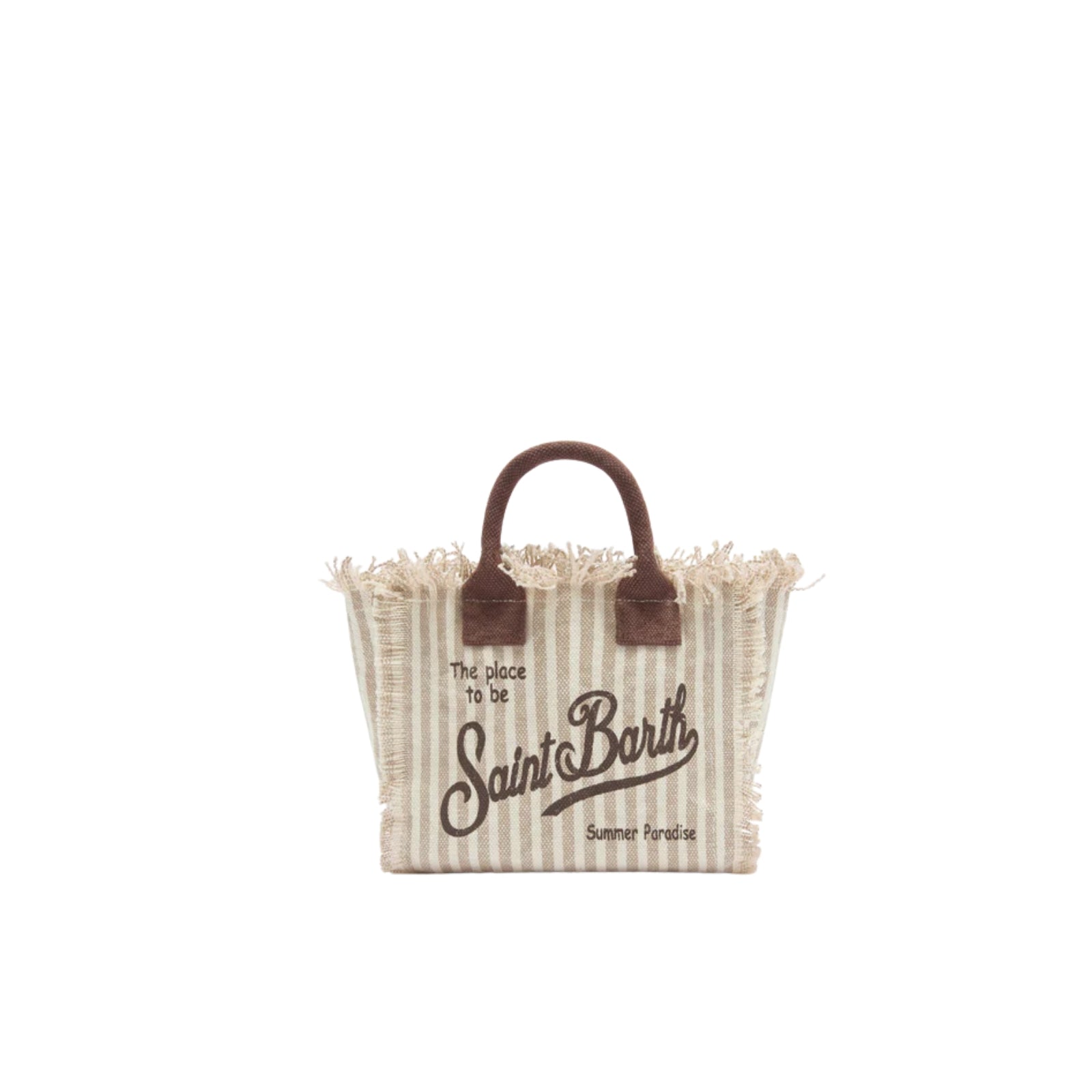 Borsa Mini Vanity in Canvas di cotone - RIGHE BEIGE