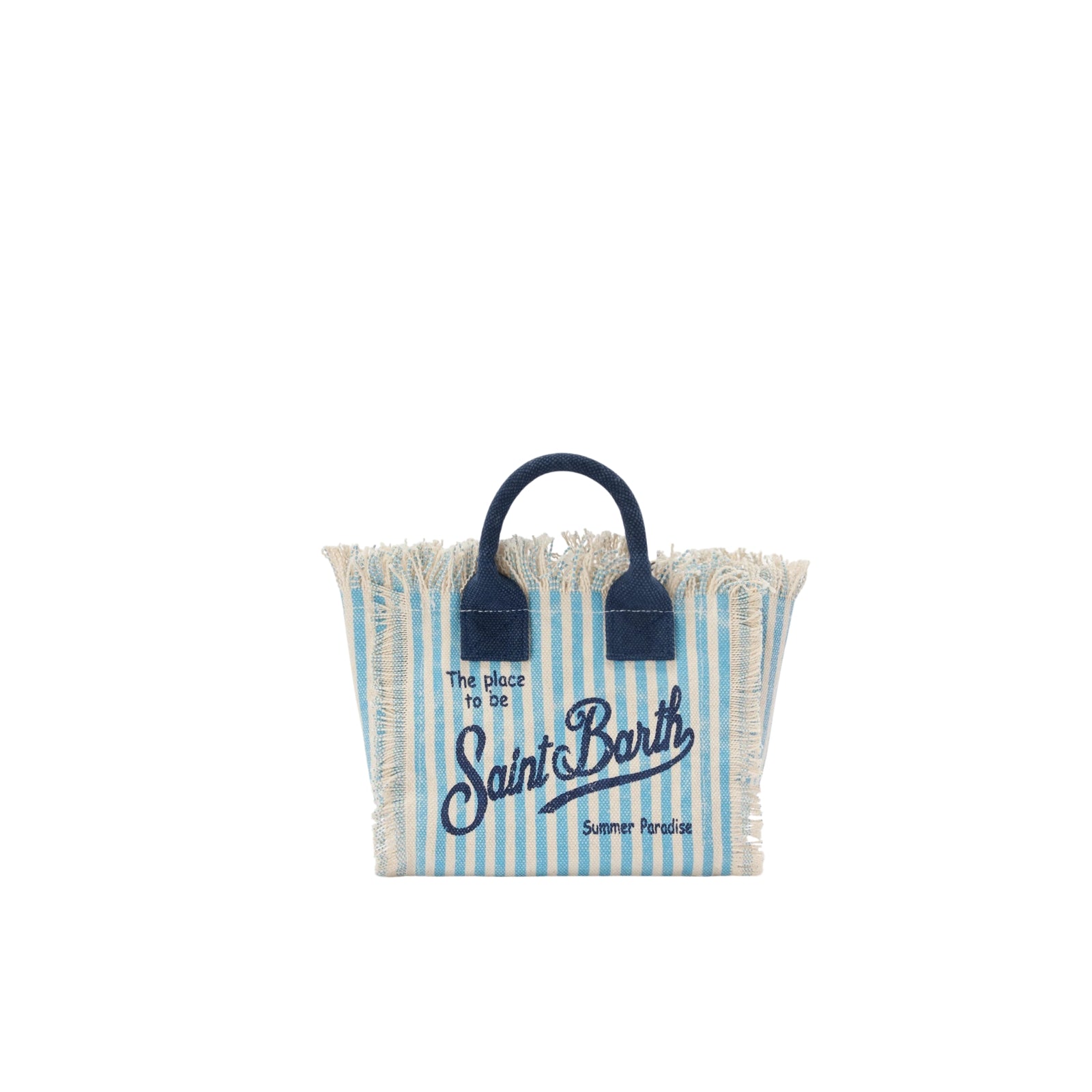 Borsa Mini Vanity in Canvas di cotone - RIGHE CELESTI