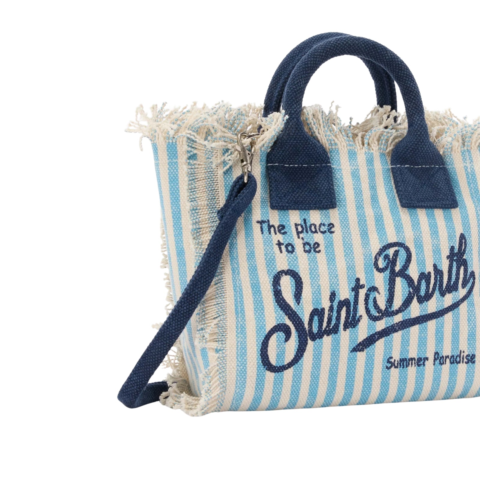 Borsa Mini Vanity in Canvas di cotone - RIGHE CELESTI