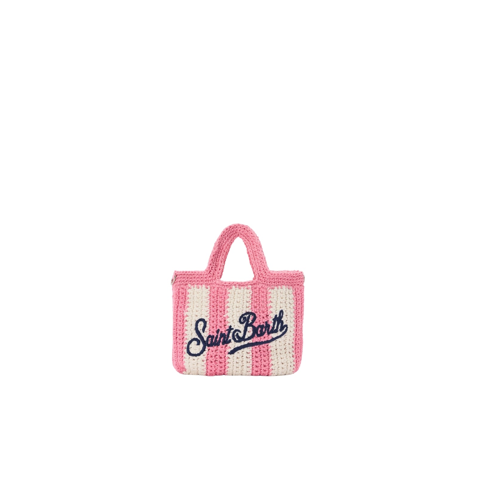 Borsa mini Crochet a righe con logo ricamato