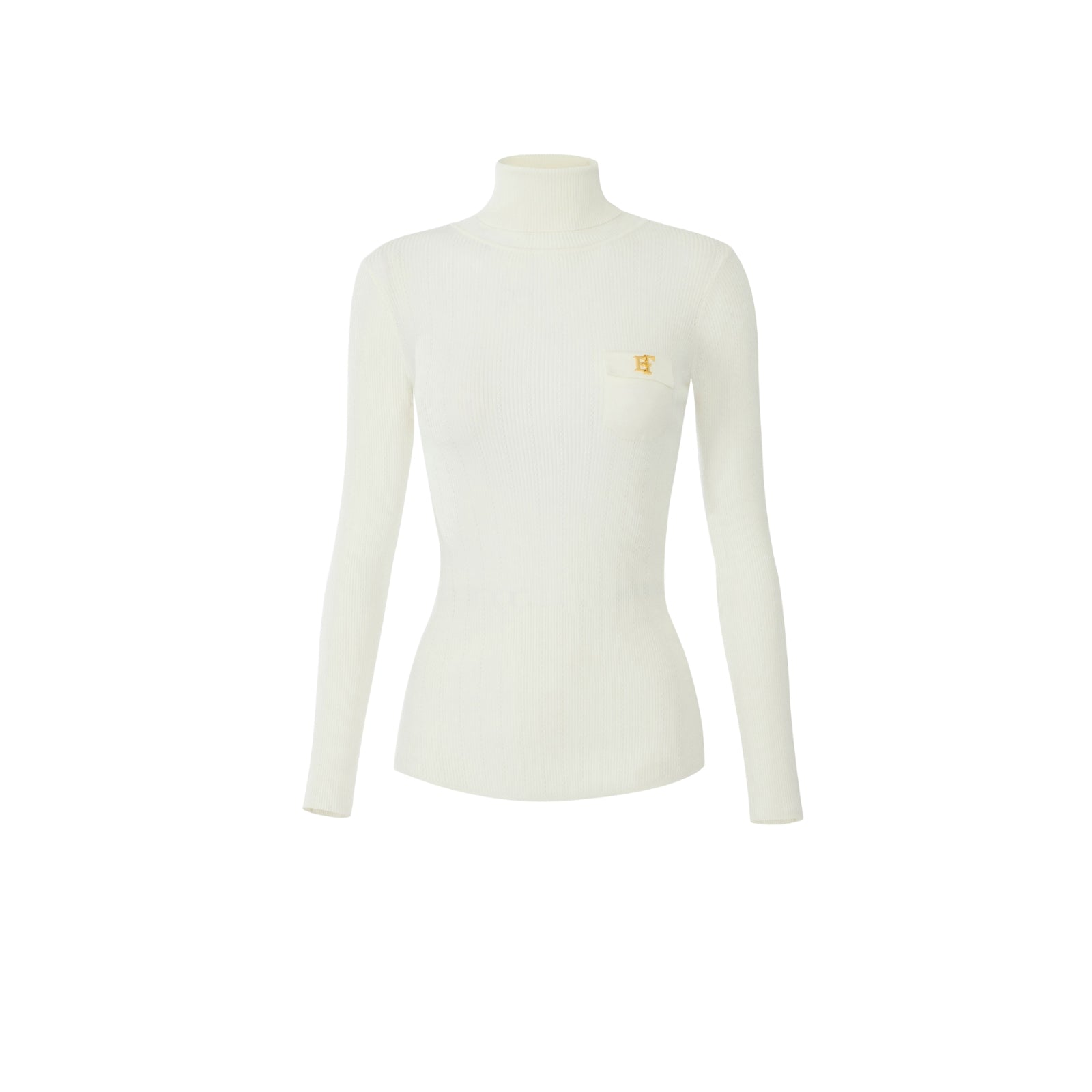 Dolcevita in maglia con ricami à jour - AVORIO