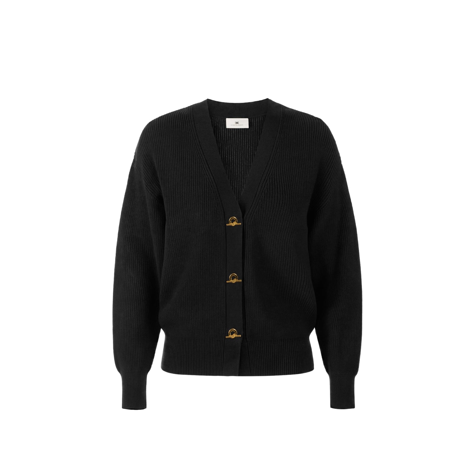 Cardigan in maglia con bottoni gioiello - NERO