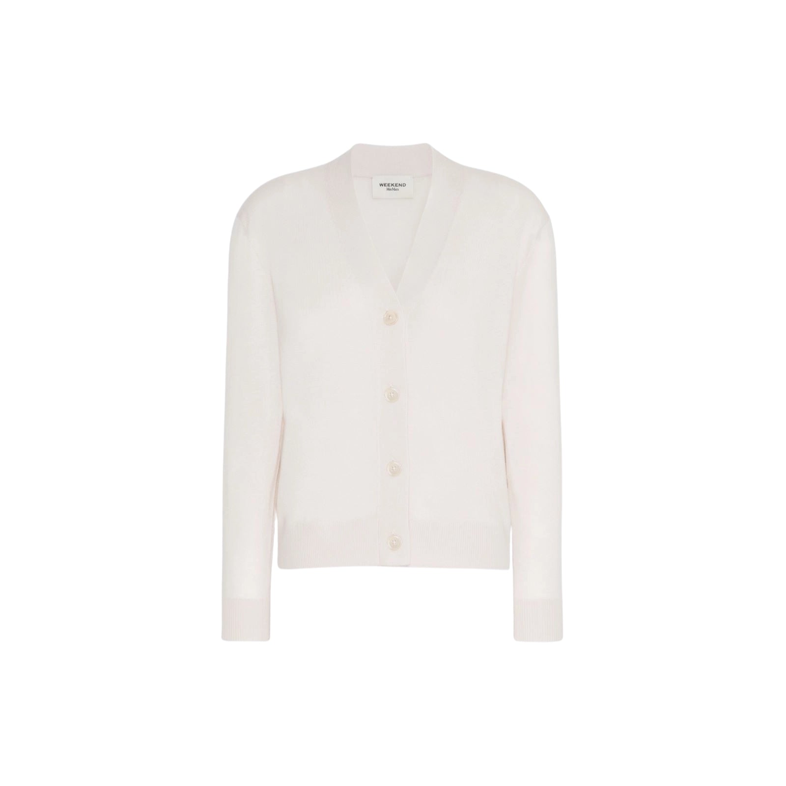 Cardigan a V in lana, seta e cachemire - PANNA