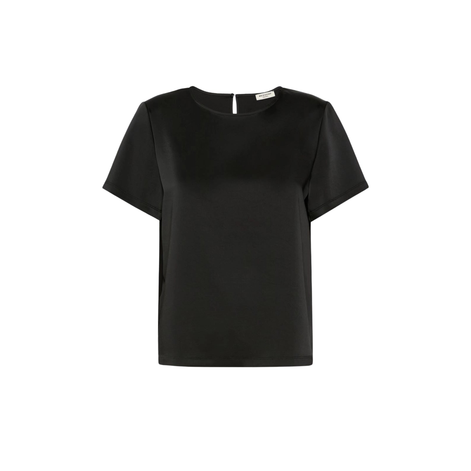 T-shirt girocollo in raso - NERO