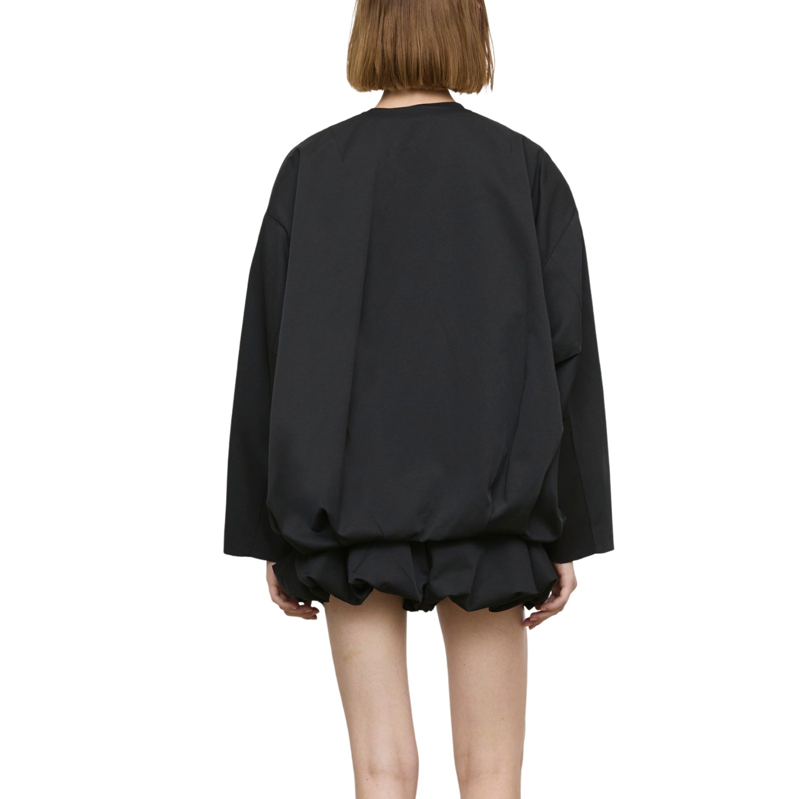 Giacchetto oversize con zip e scollo rotondo