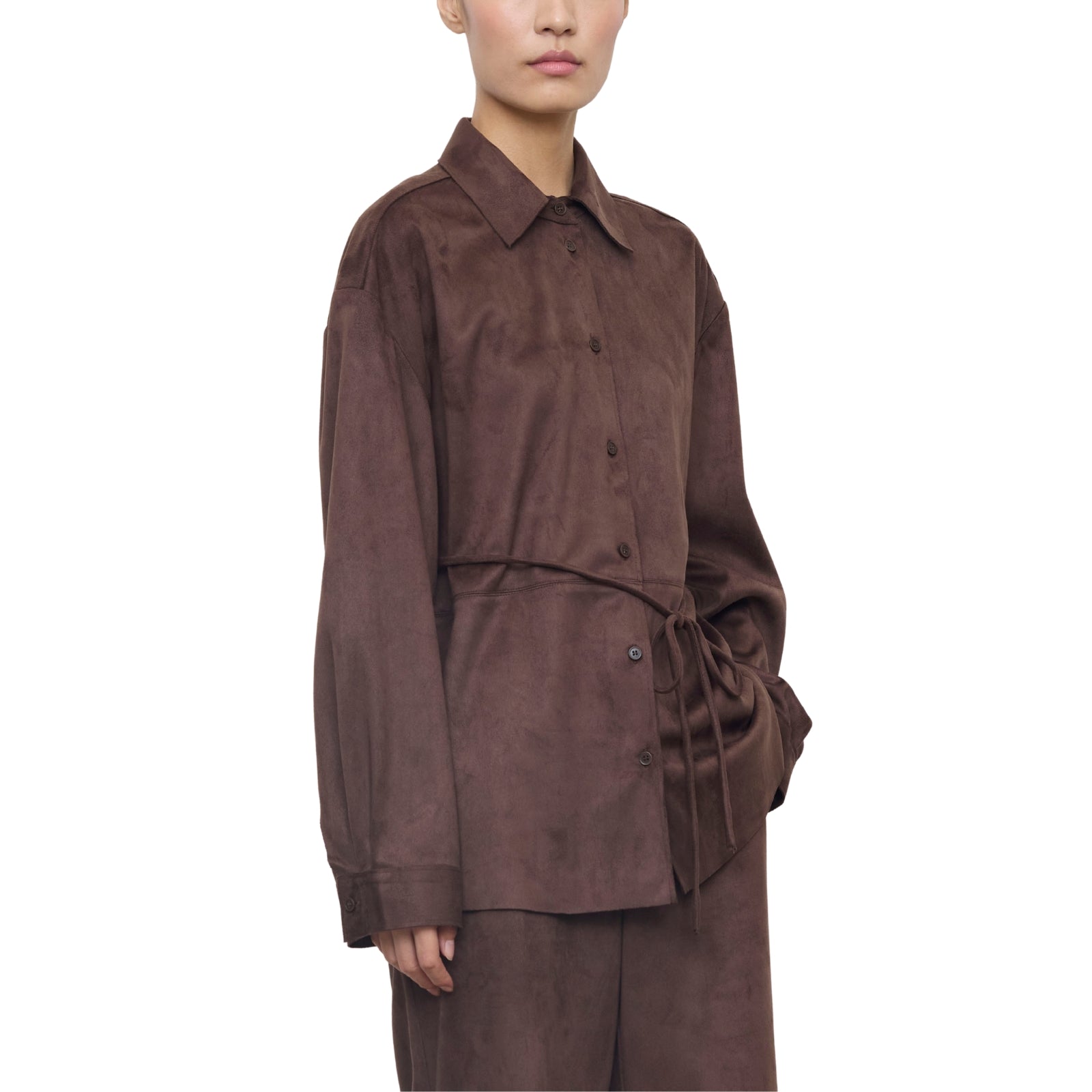 Camicia Lunga Oversize Effetto Scamosciato