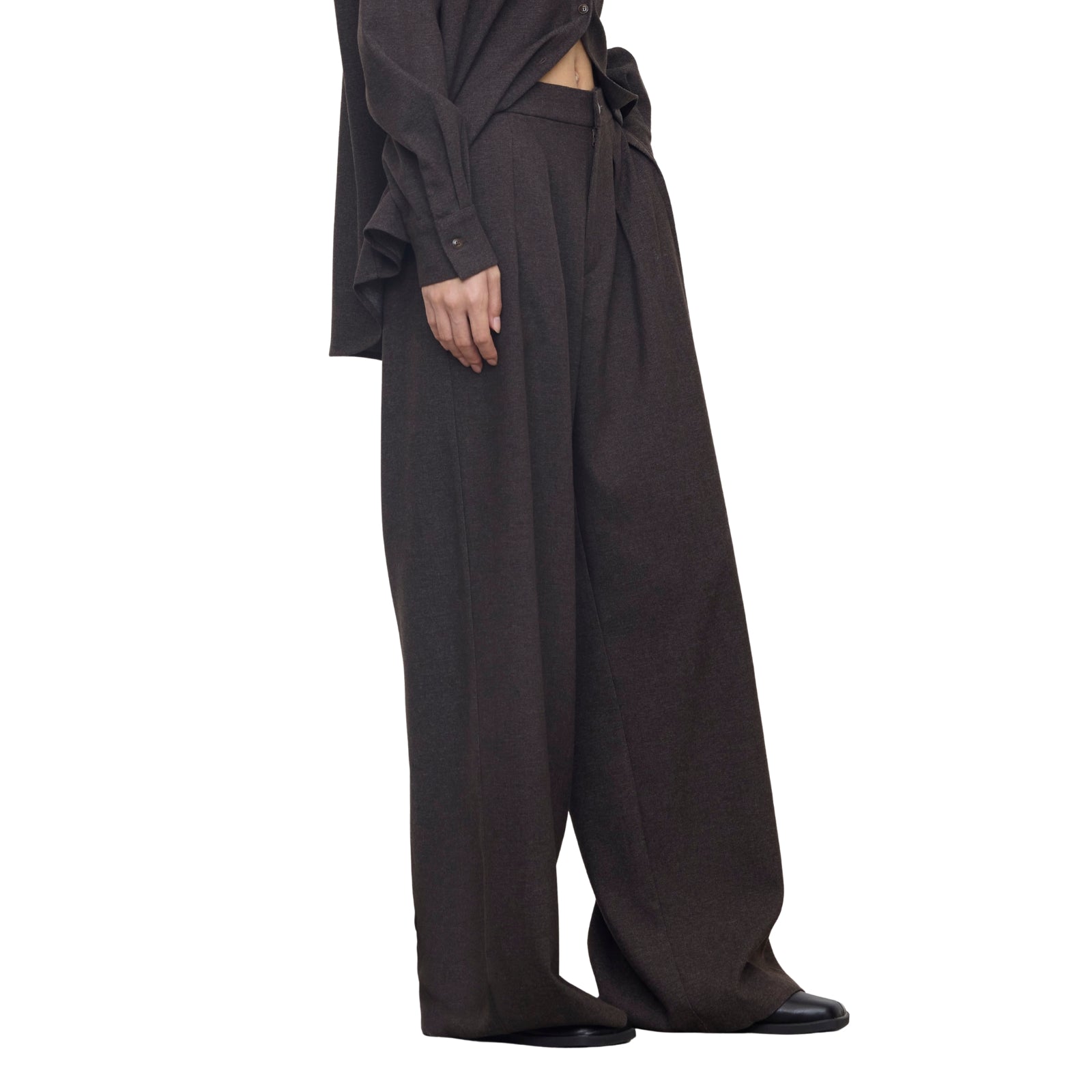 Pantaloni Palazzo con Doppie Pinces Melange
