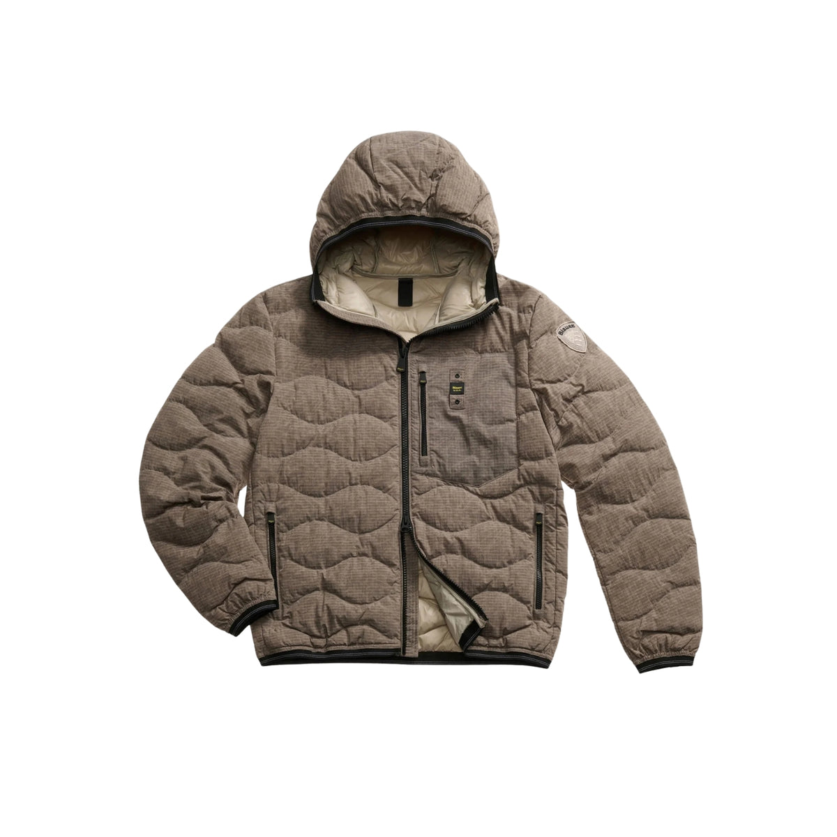 Piumino trapuntato ad onde con taschina - Grigio