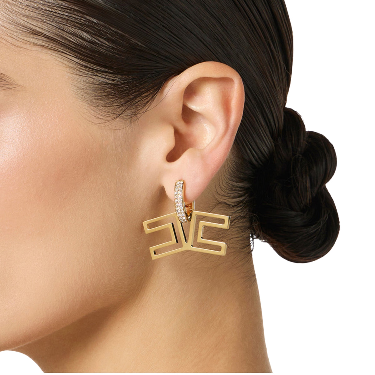 Orecchini con pavé di strass - Oro