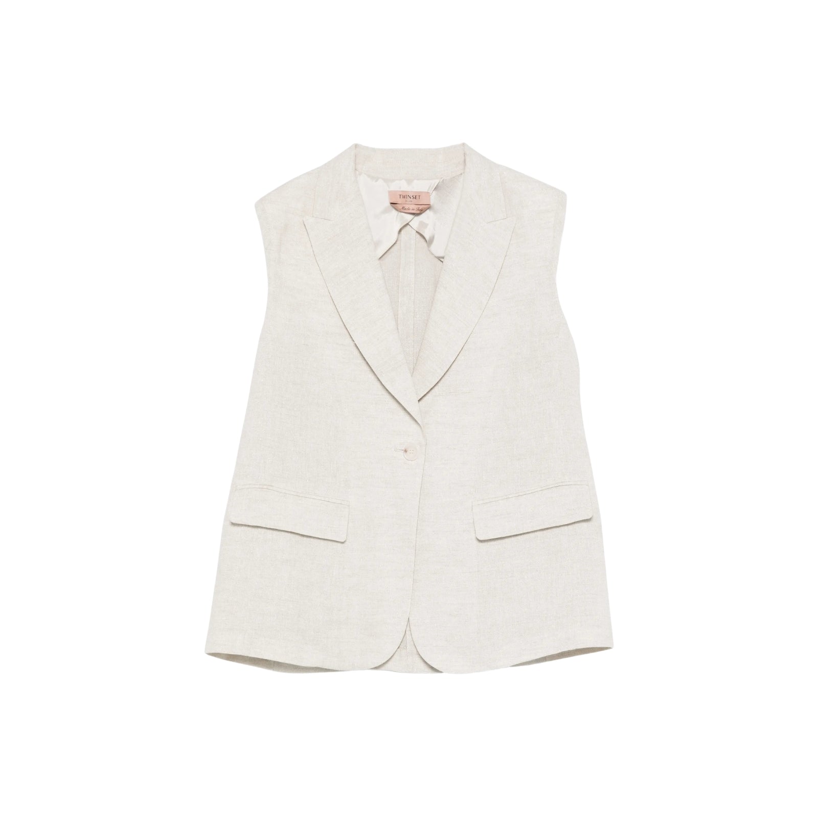 Gilet in lino naturale con lurex
