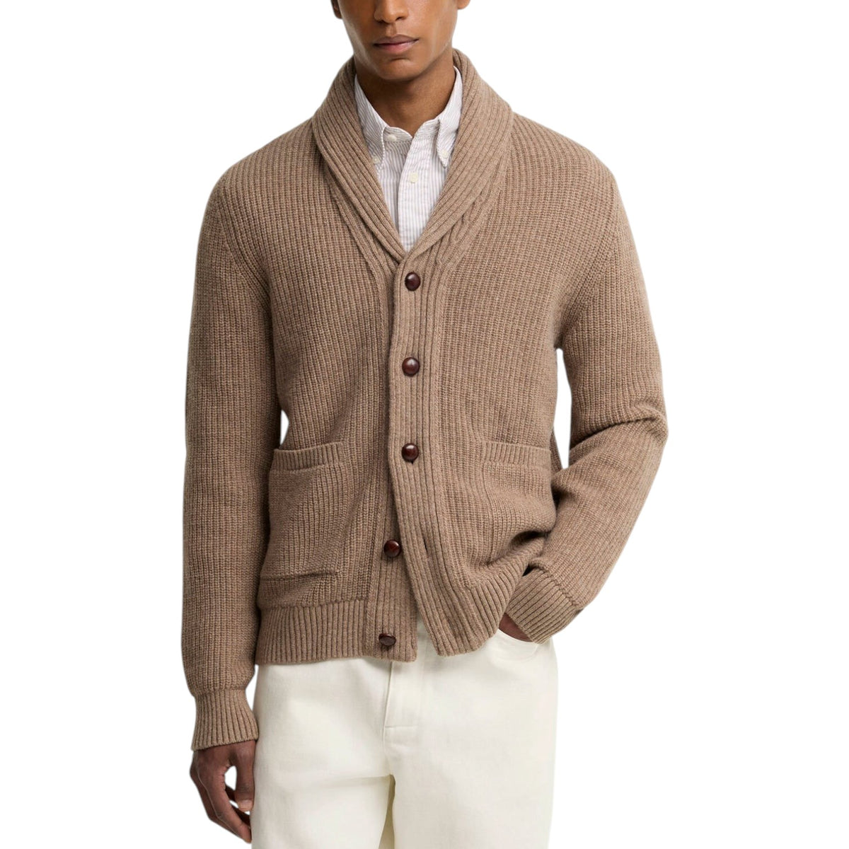 Cardigan in lana Hartland-STONE