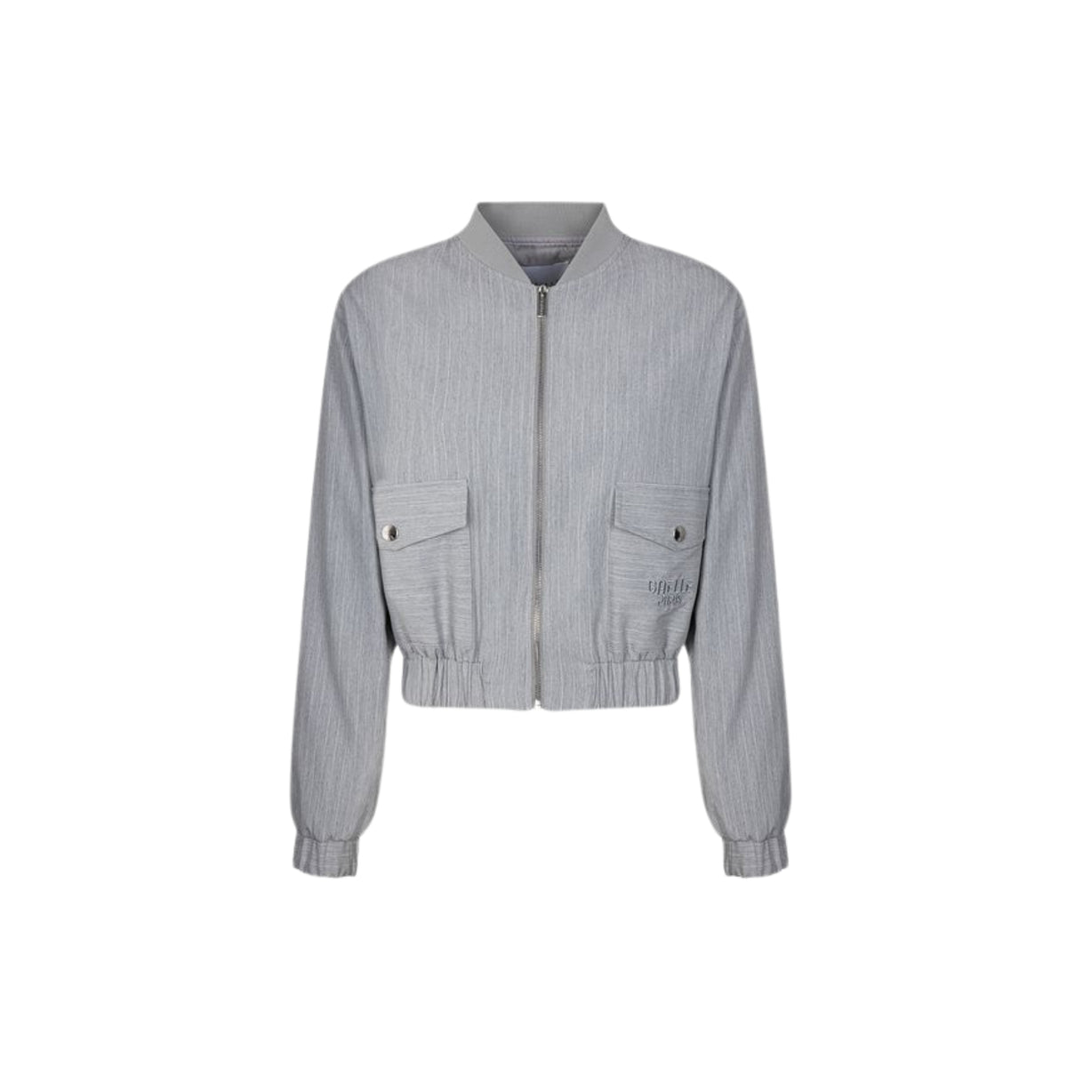 Giubbino zippato gessato con spalline - Grigio