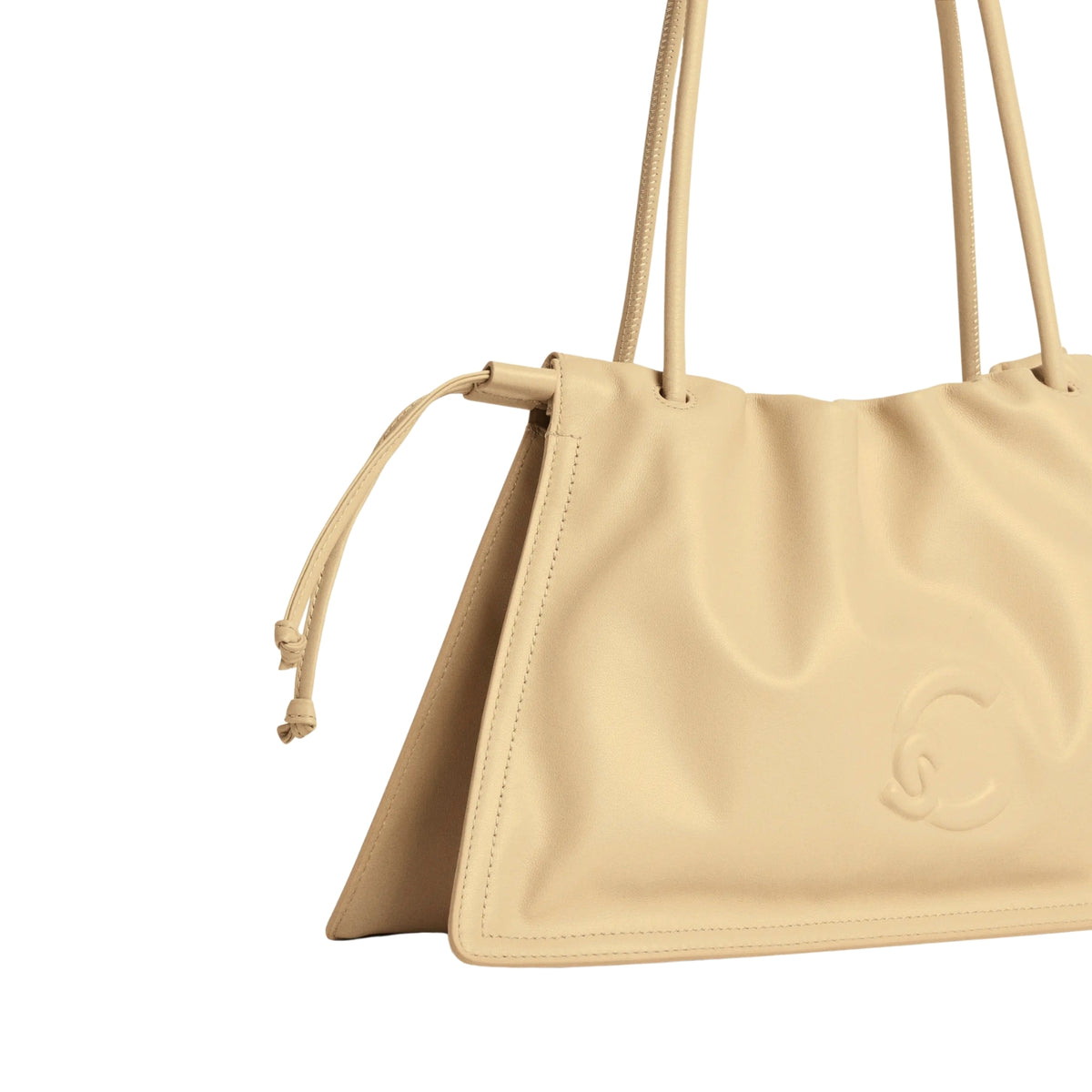 Borsa Dulse in pelle liscia con coulisse - Beige