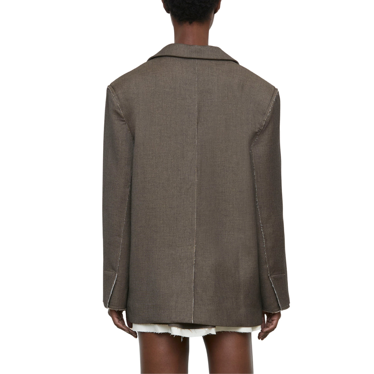 Blazer oversize in tessuto melange - Moro