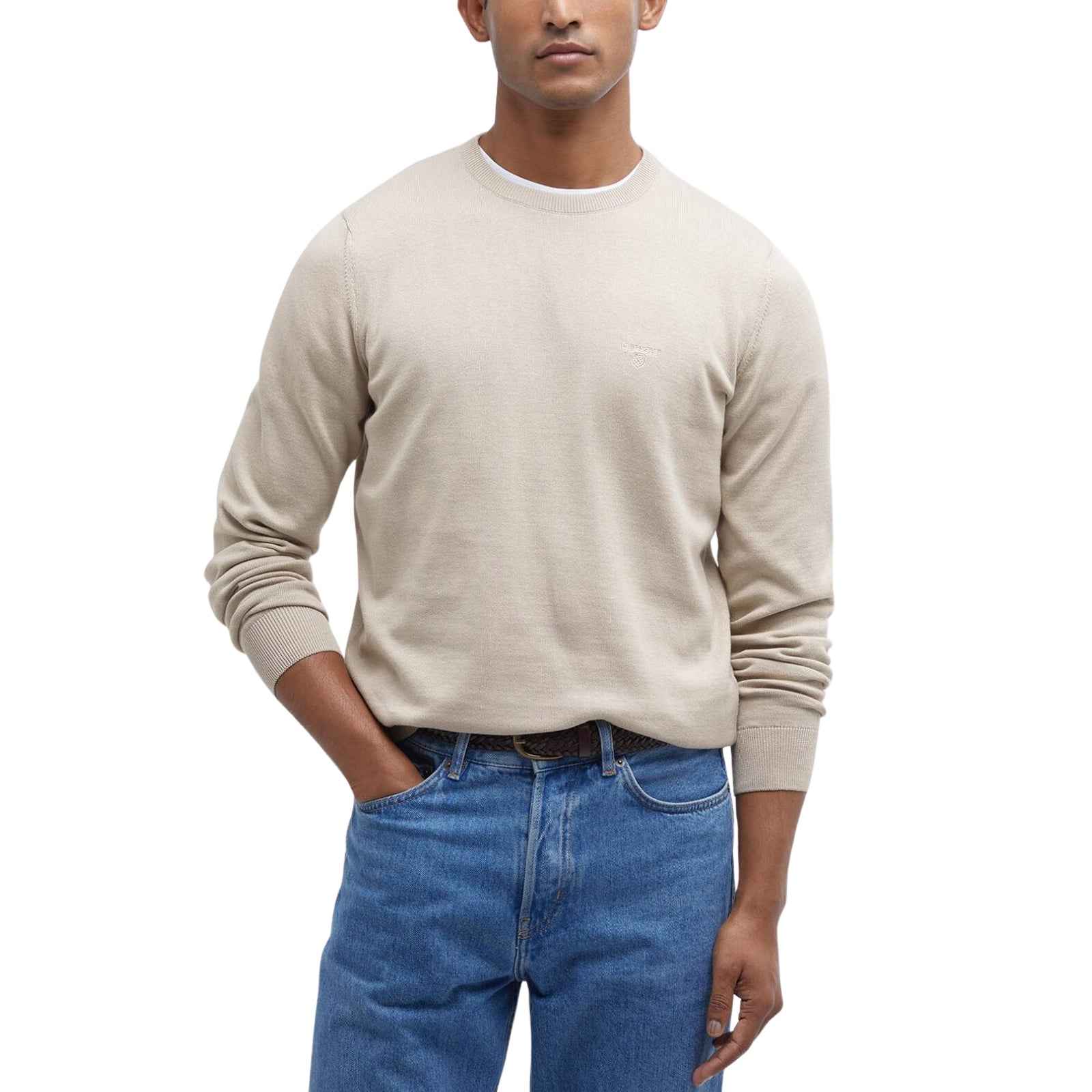 Maglione girocollo in cotone Pima - BEIGE