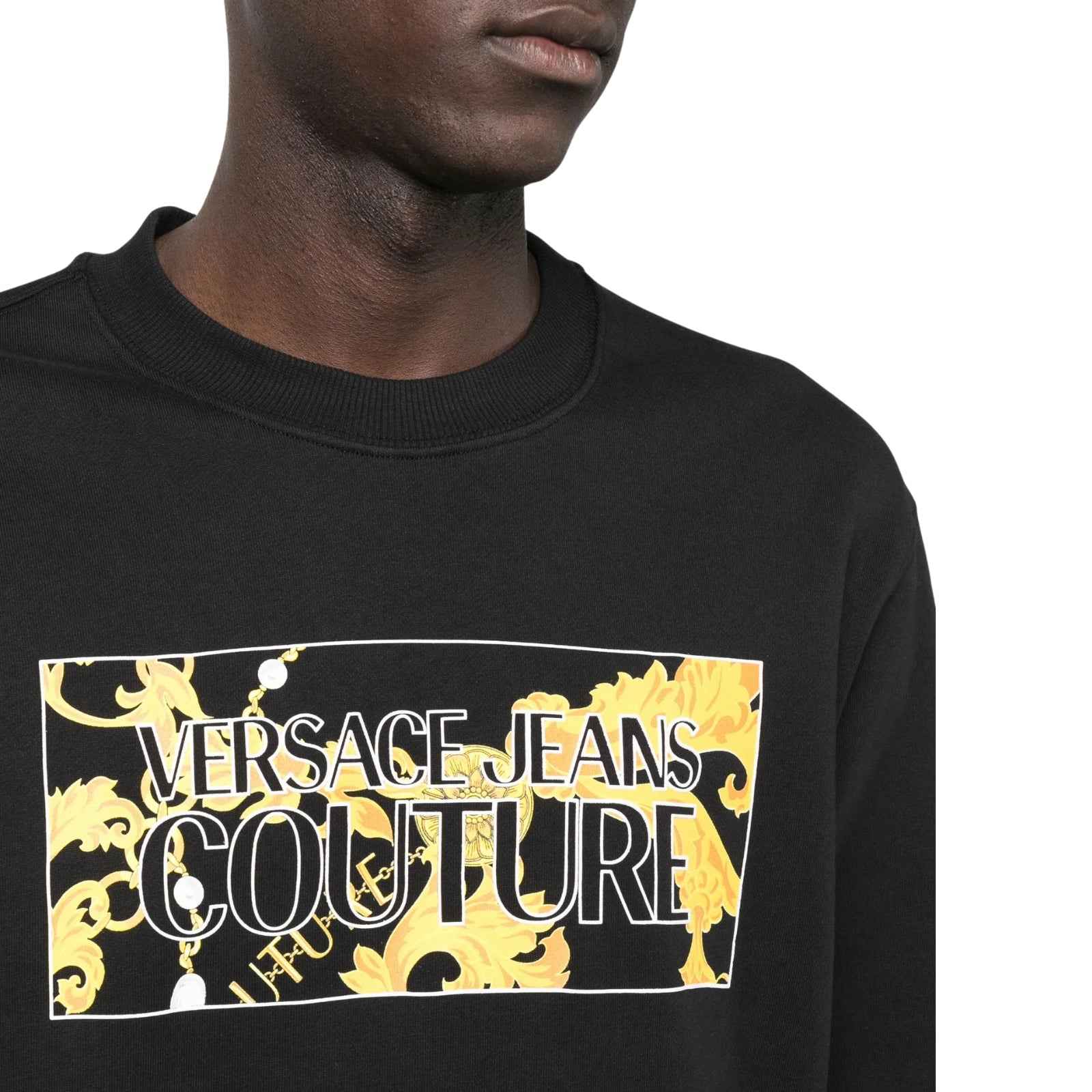 Felpa nera con stampa classica fantasia